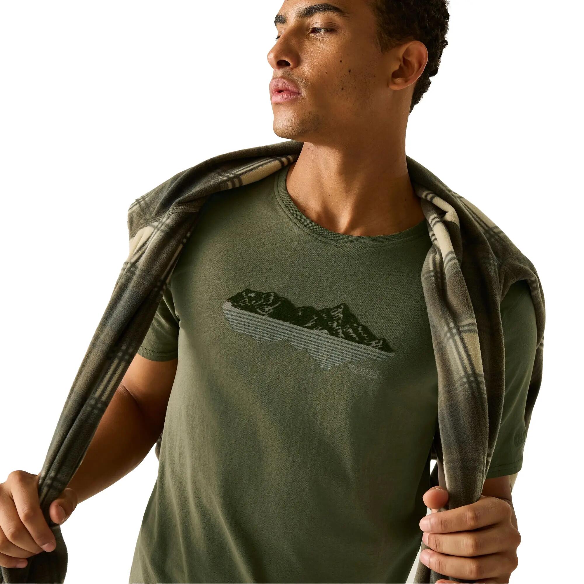 T-Shirt masculina Cline IX Mountain Reflection (Cáqui Escuro) 4/6