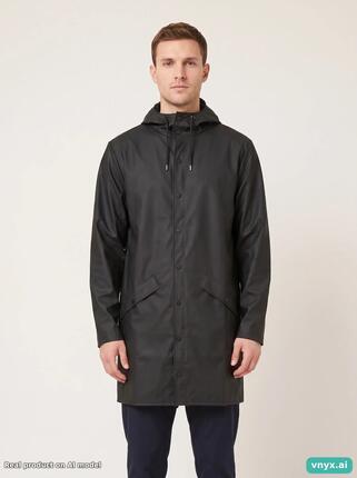 Second Life - Vintage RAINS Matte Black Long Coat Men S