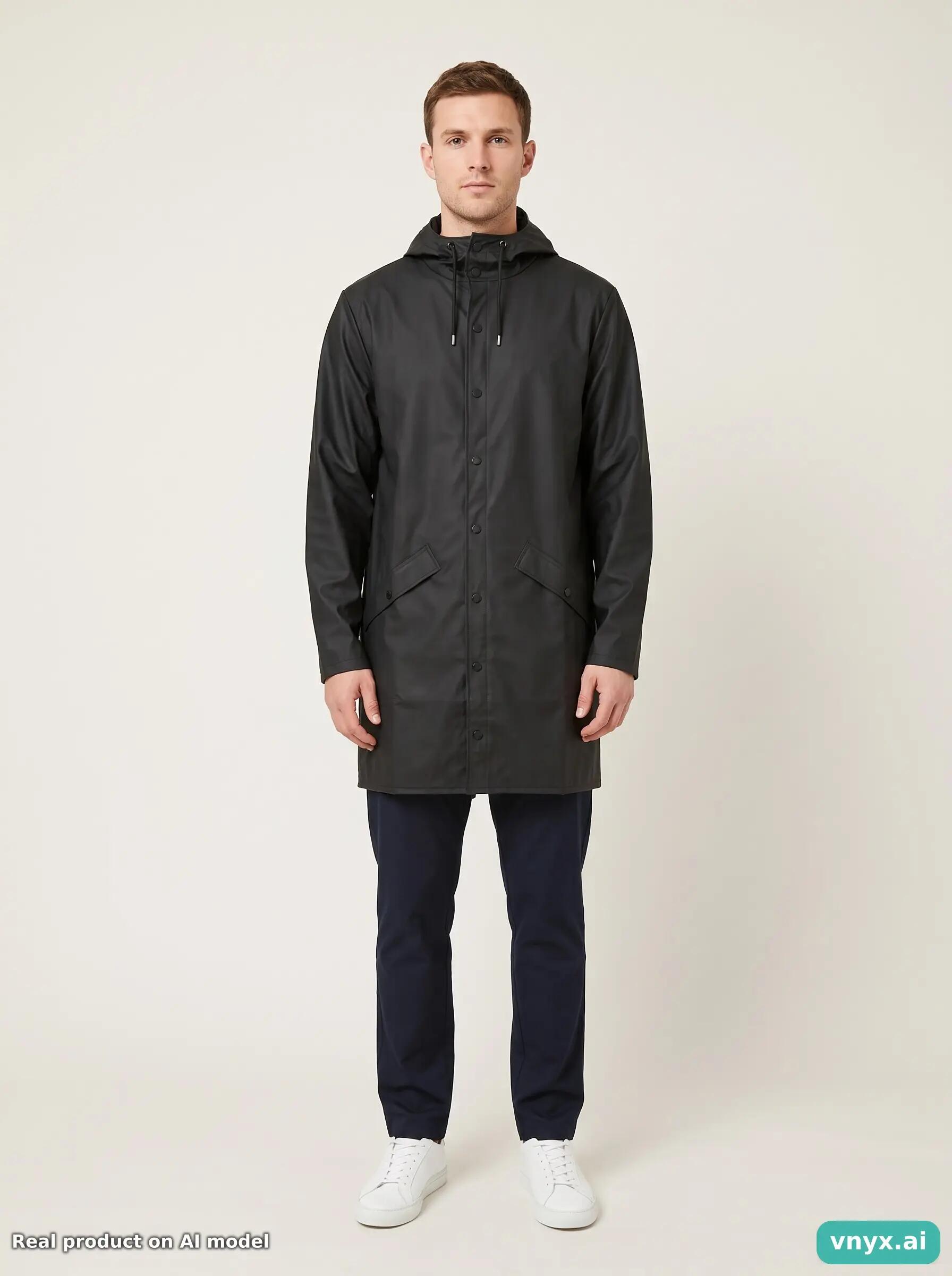 Second Life - Vintage RAINS Matte Black Long Coat Men S 3/5