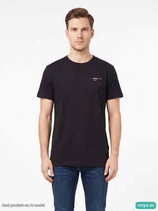 Second Life - Vintage Off-white Black T-Shirt Men M