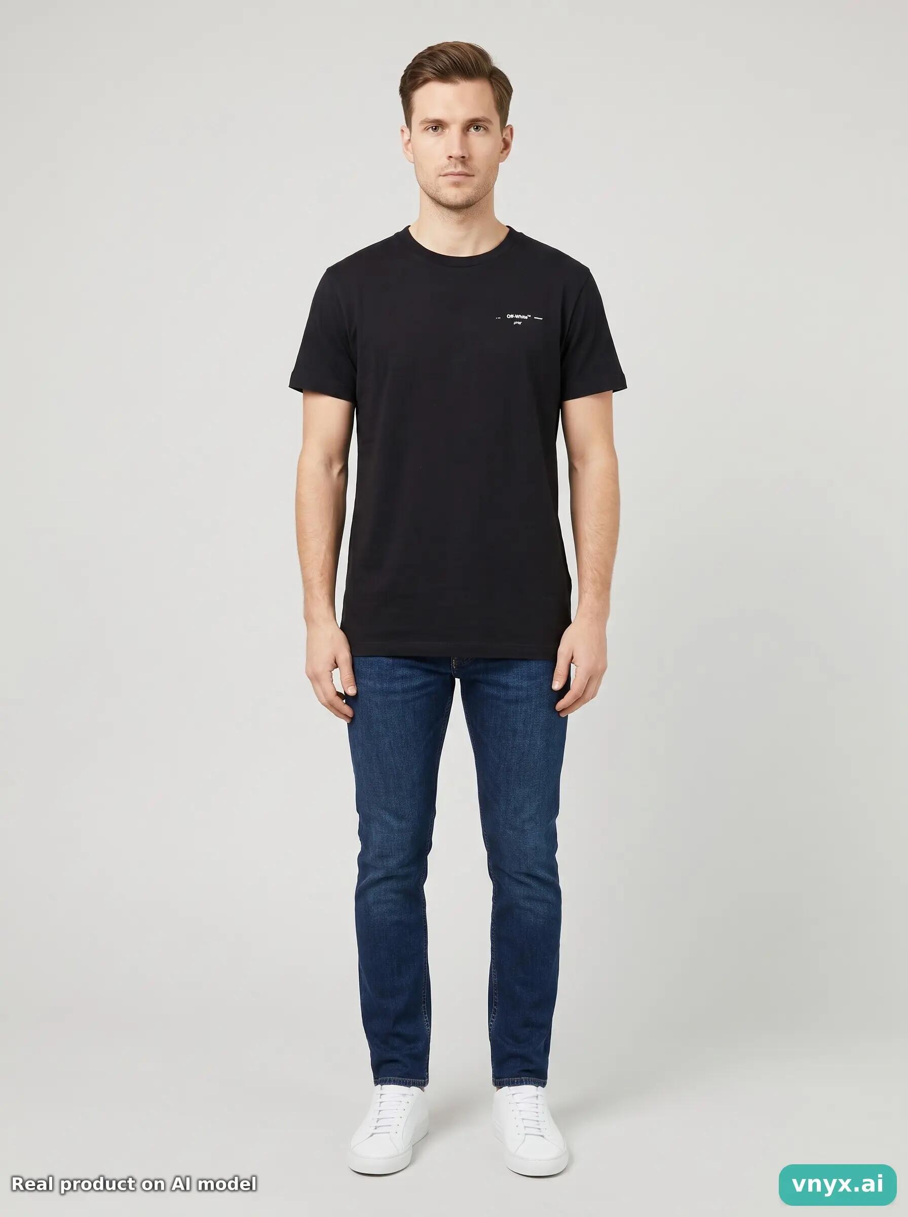 Second Life - Vintage Off-white Black T-Shirt Men M 4/5