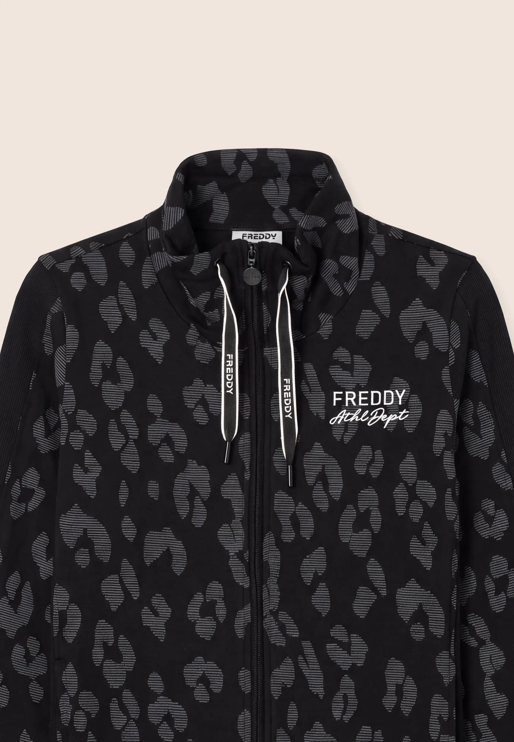 Felpa donna stampa leopardata chiusura zip e collo alto 3/3