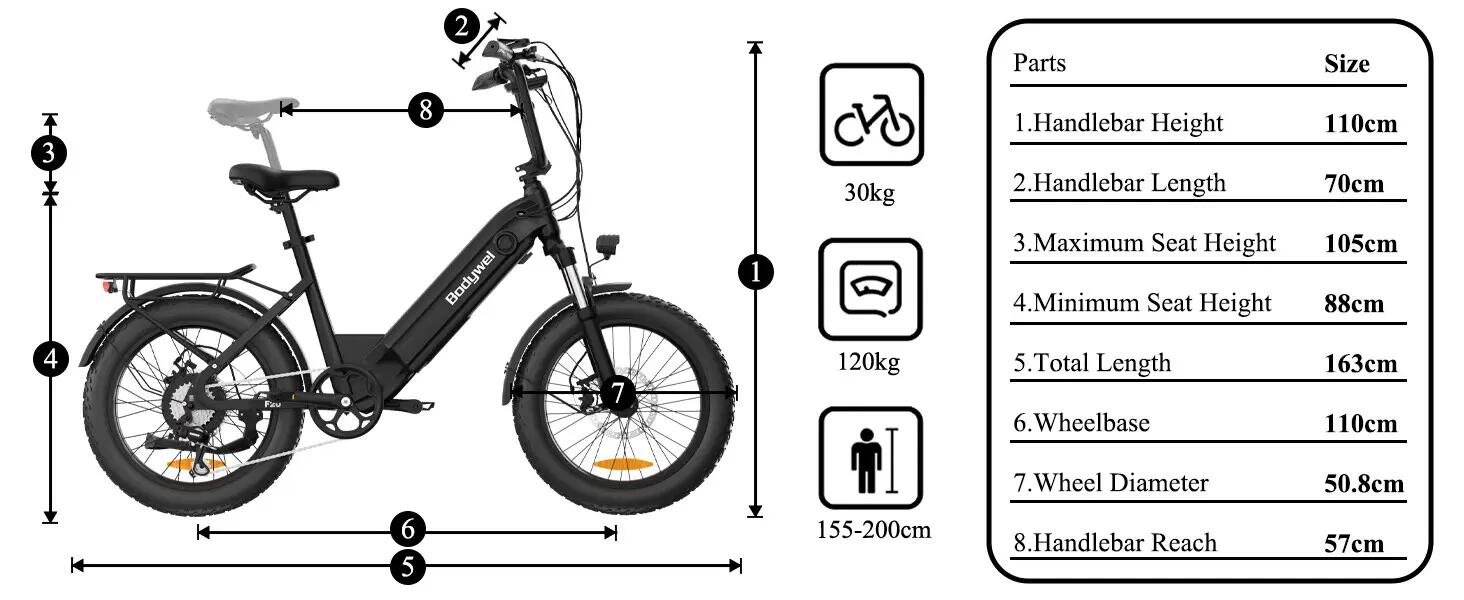 Bicicleta urbana elétrica BODYWEL F20, motor 500W, 720Wh, 20 polegadas 8/8