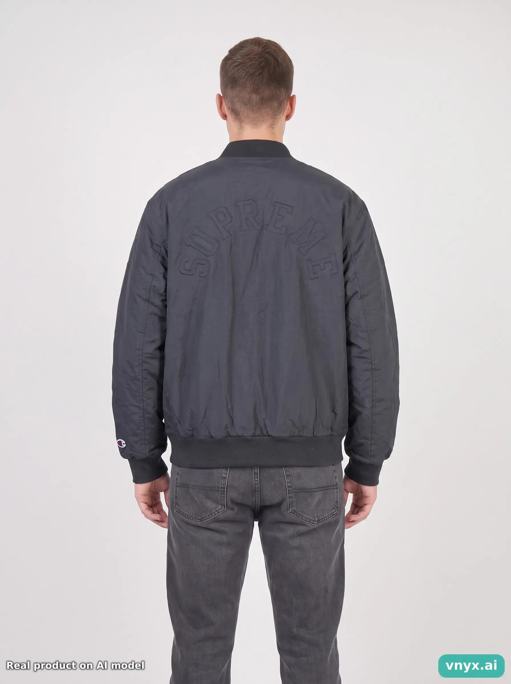 Second Life - Vintage Champion Black Bomber Jacket Men XL 2/5