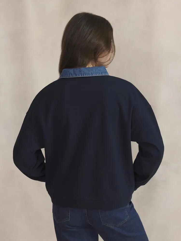 Polo manches longues femme, col boutonné nancypol bleu marine 5/5