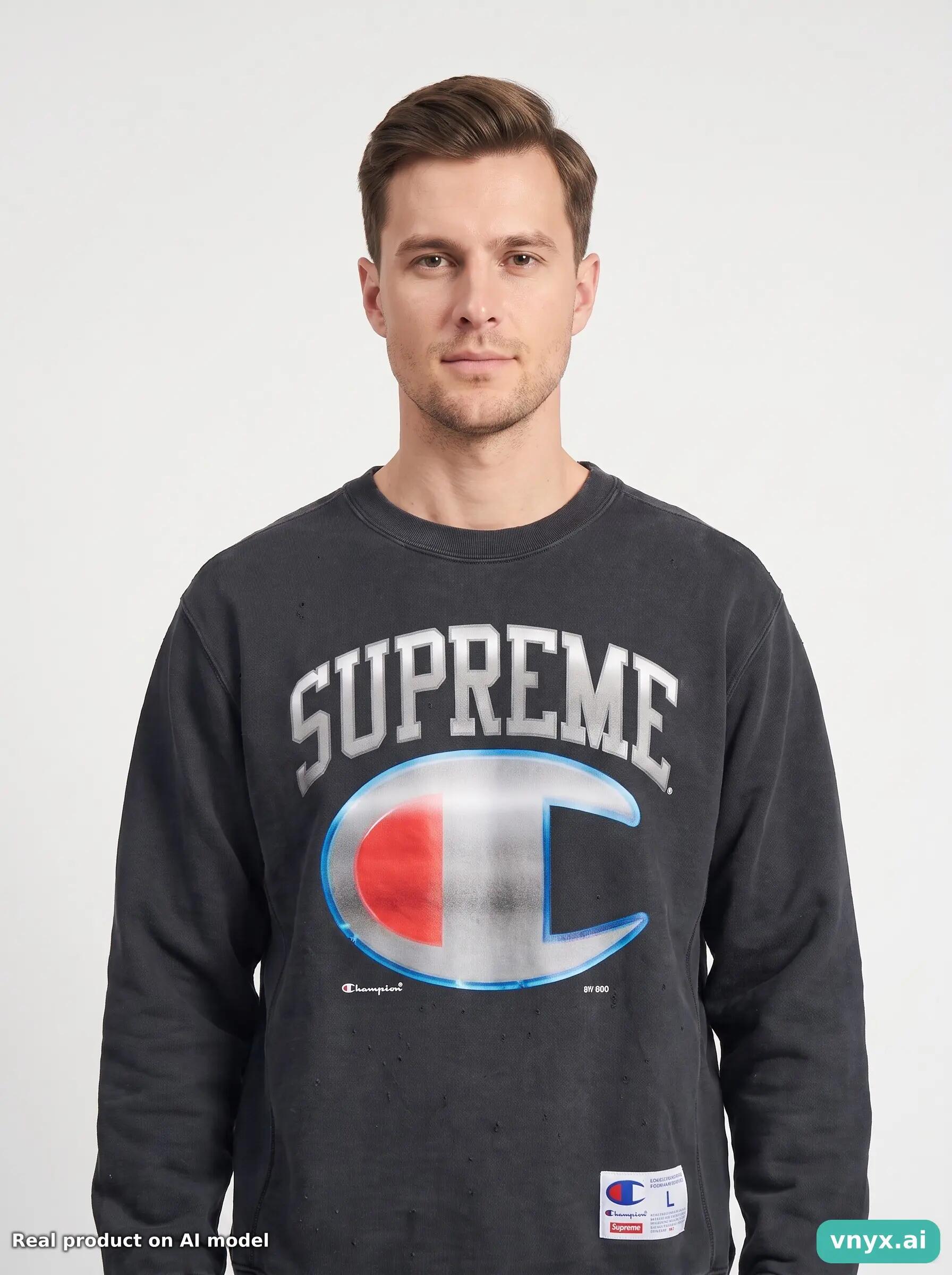 Second Life - Vintage Supreme Black Sweatshirt Men L 5/5
