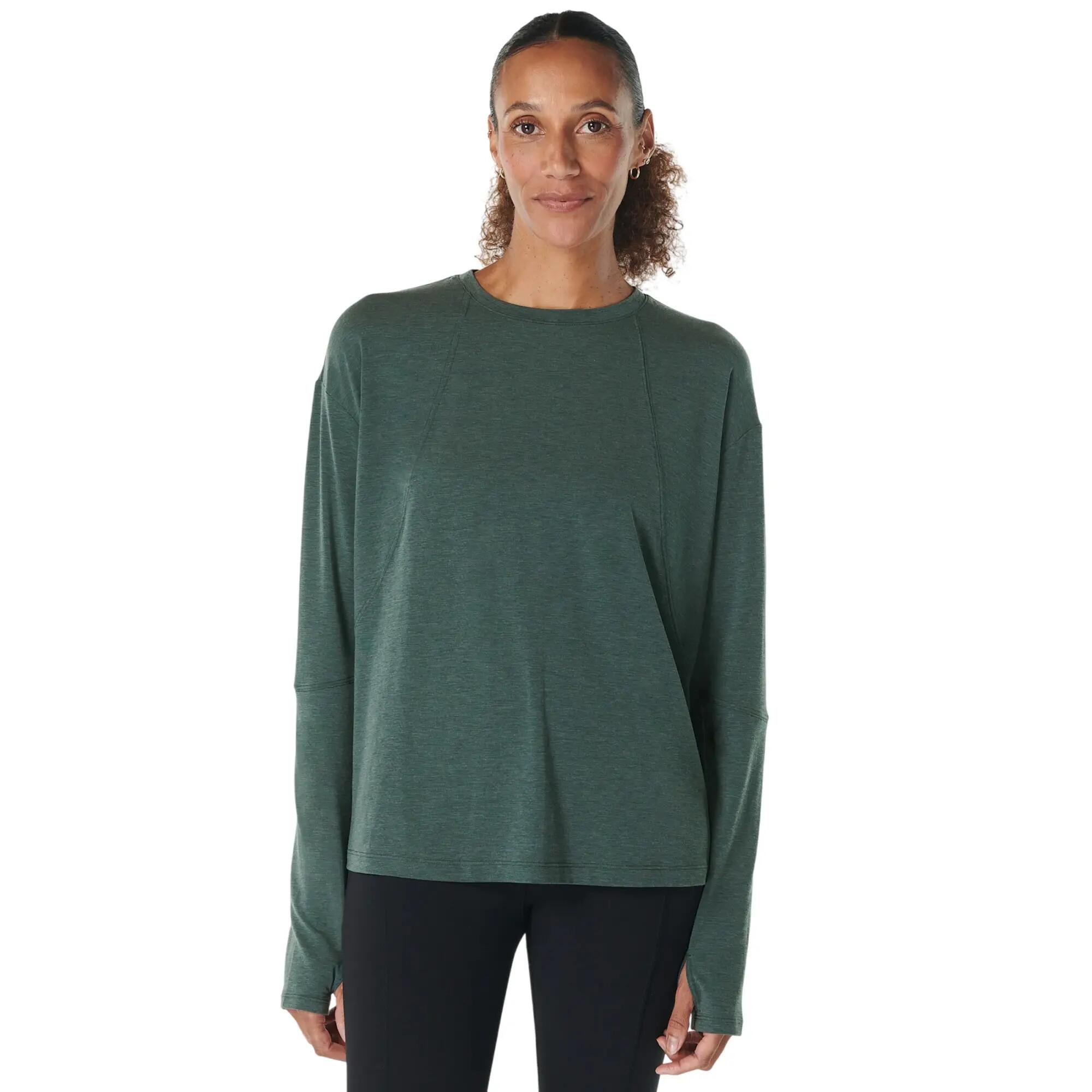 Haut Manches Longues SOFT FLOW STUDIO Femme (Vert Randonnée) 4/4