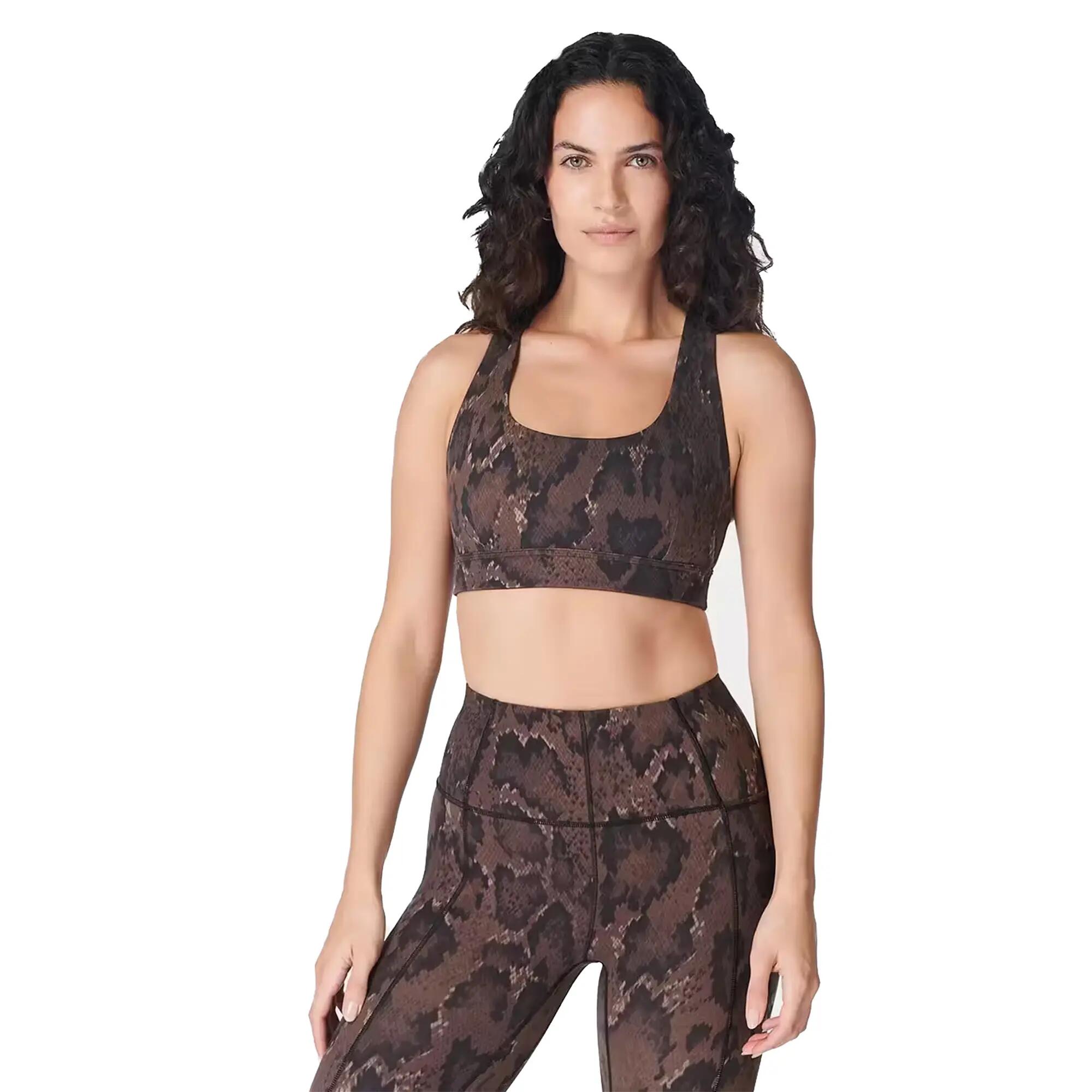 Sujetador Deportivo Diseño Estampado de Serpiente de Suave para Mujer Marrón 4/5