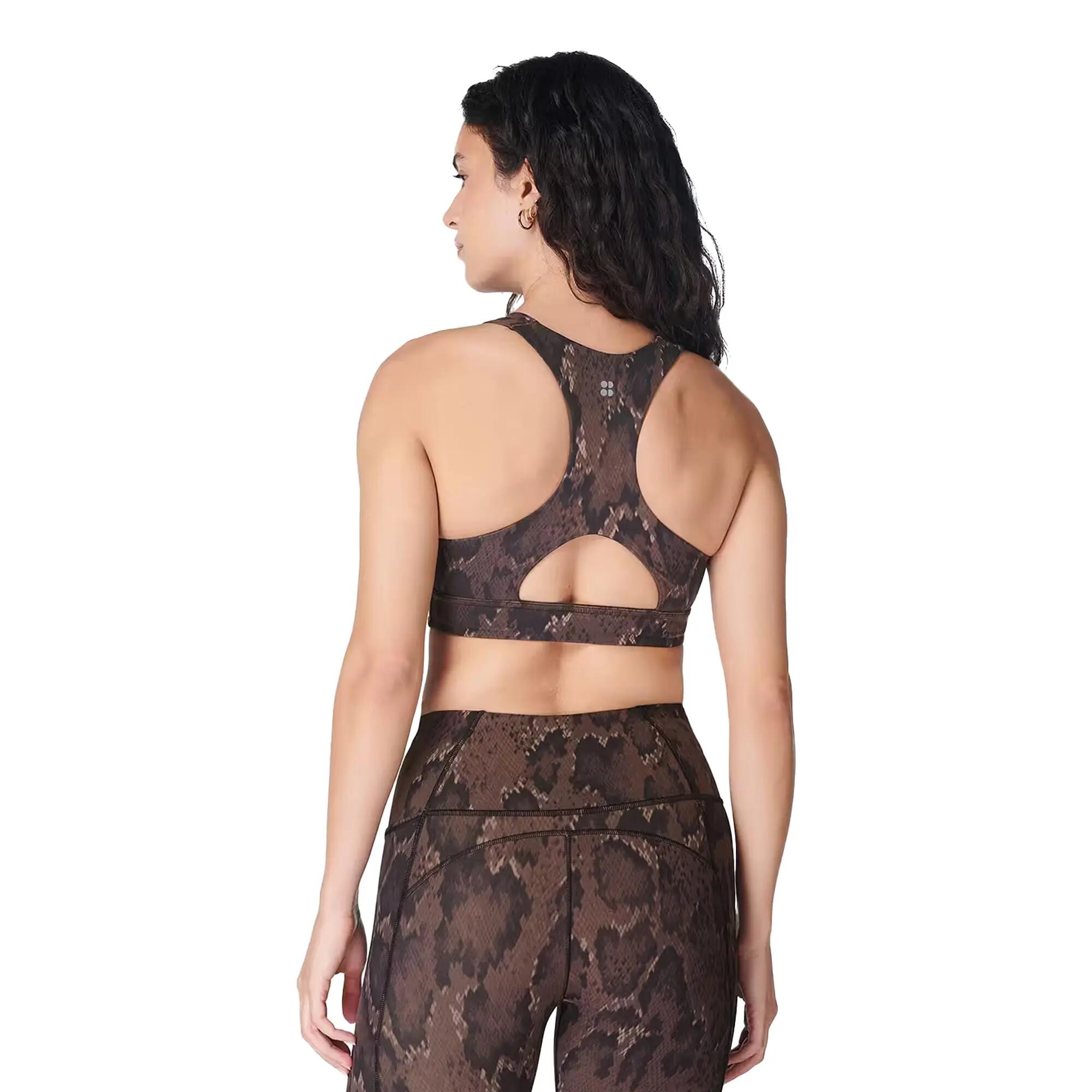 Sujetador Deportivo Diseño Estampado de Serpiente de Suave para Mujer Marrón 3/5
