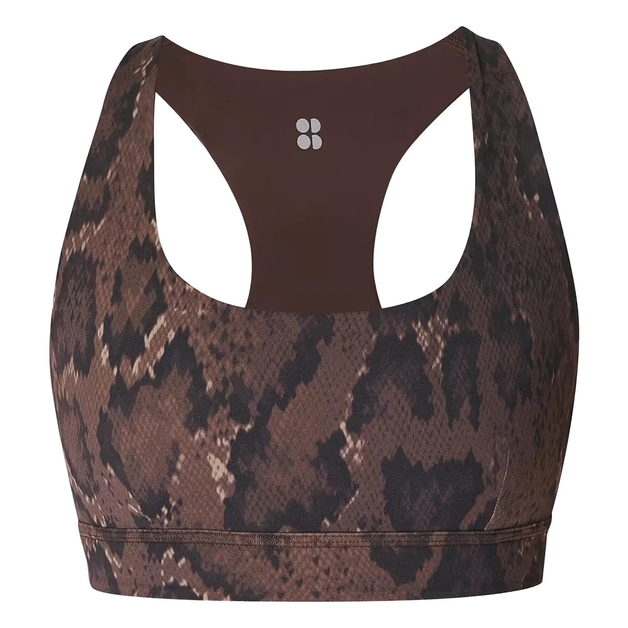 Sujetador Deportivo Diseño Estampado de Serpiente de Suave para Mujer Marrón 2/5