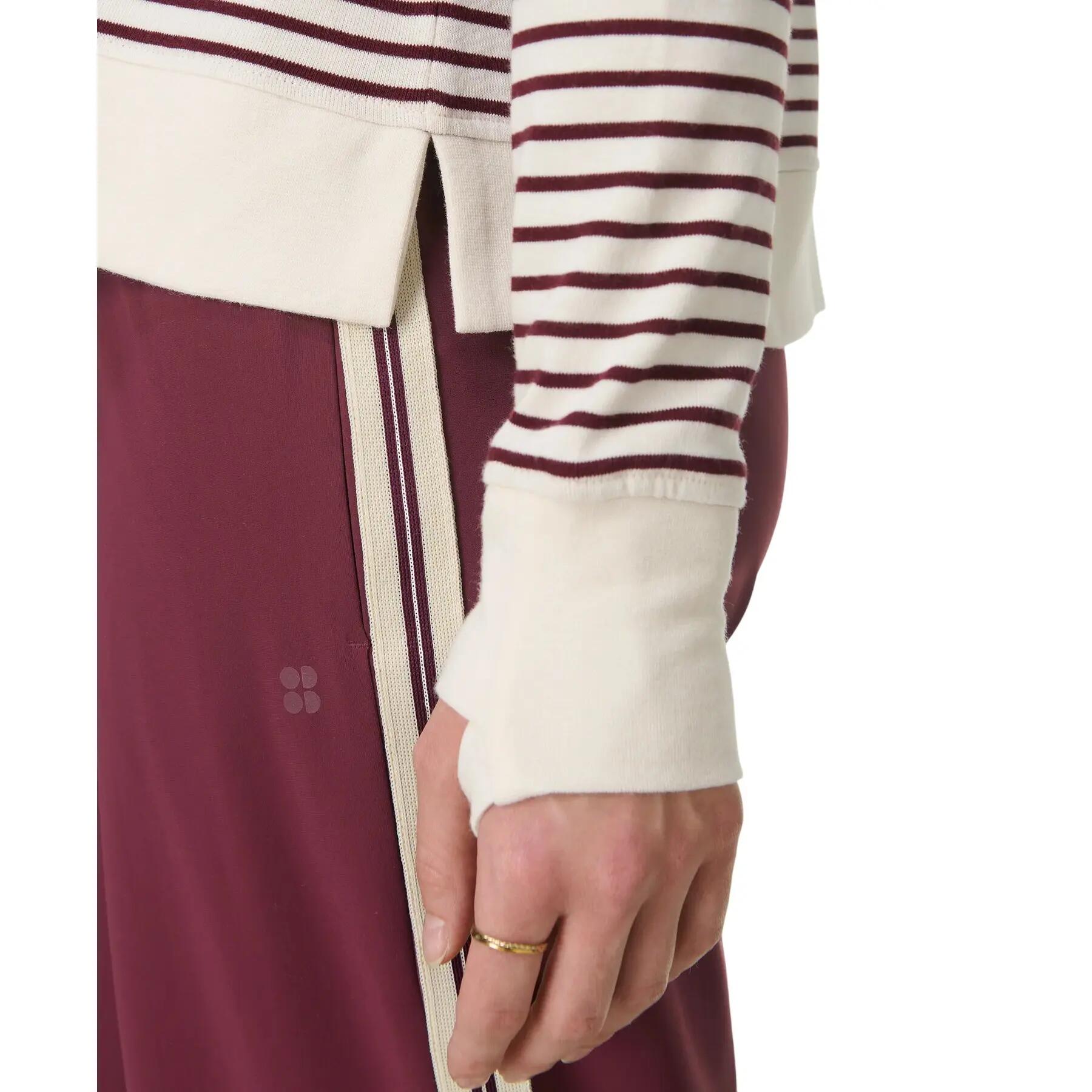 Suéter Crop Top Diseño de Rayas de Manga Larga para Mujer Blanco Lila, Rojo 5/5