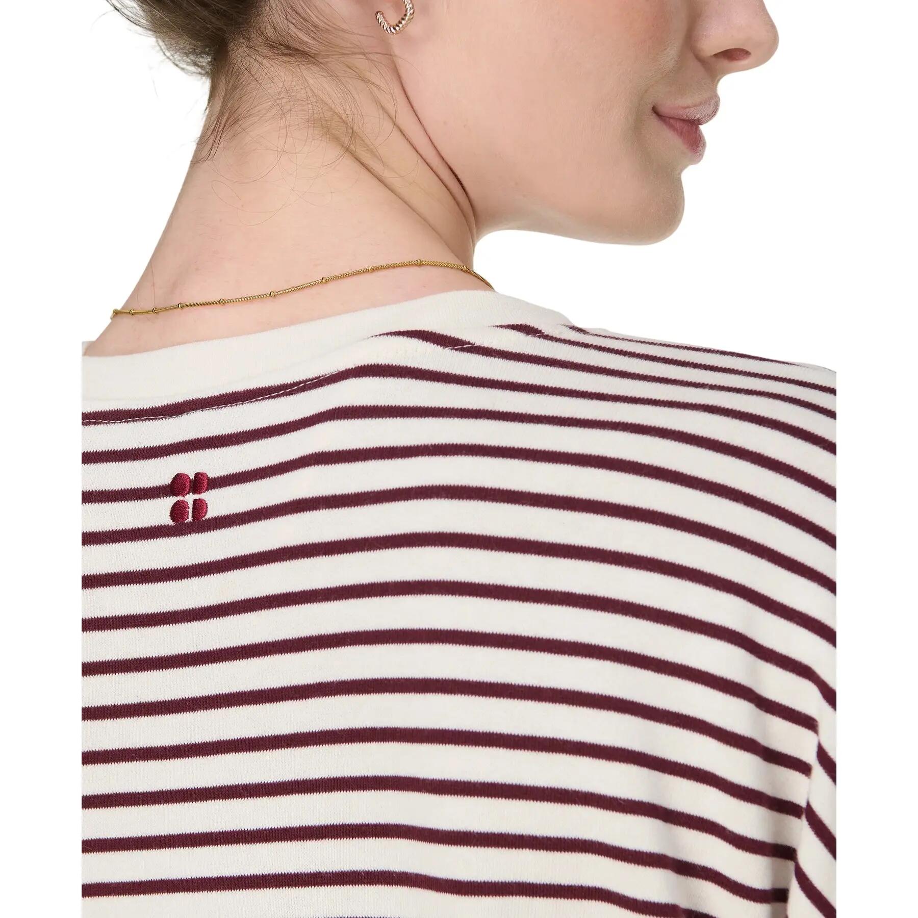 Suéter Crop Top Diseño de Rayas de Manga Larga para Mujer Blanco Lila, Rojo 4/5