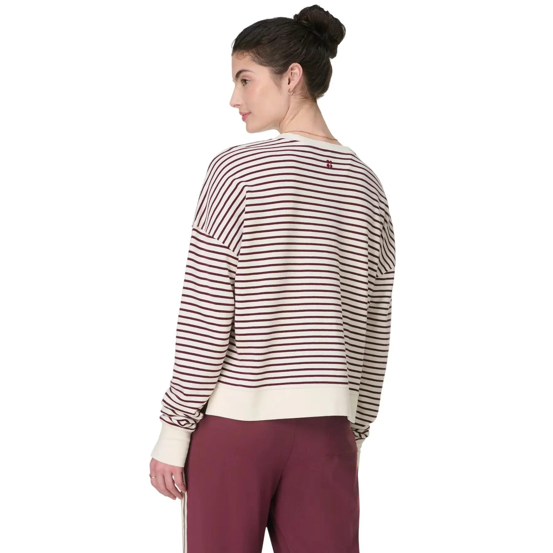 Suéter Crop Top Diseño de Rayas de Manga Larga para Mujer Blanco Lila, Rojo 3/5