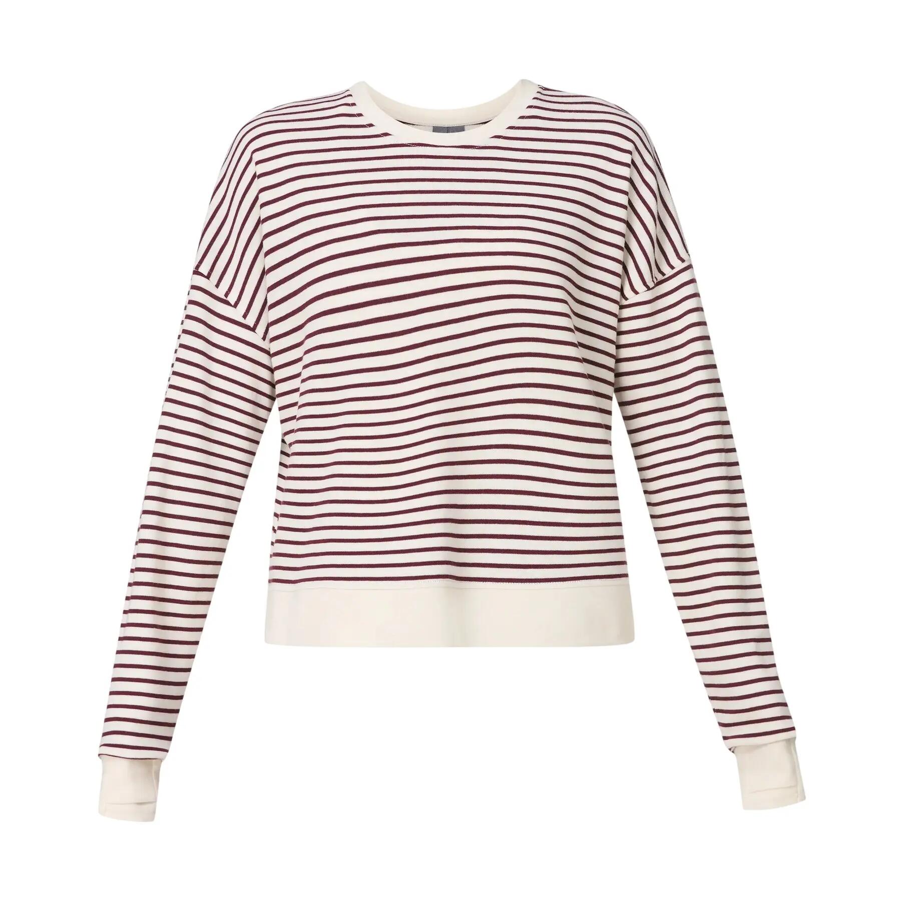 Suéter Crop Top Diseño de Rayas de Manga Larga para Mujer Blanco Lila, Rojo 2/5