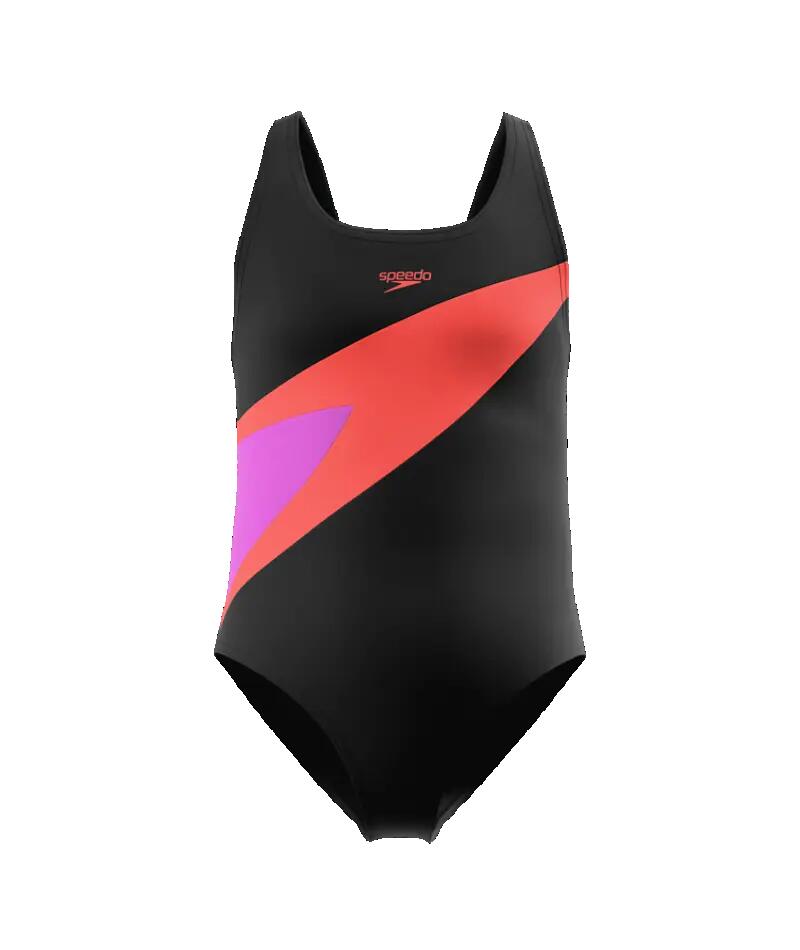 Speedo Badpak Hyperboom Butterfly Back Antraciet/PostItPnk 3/4