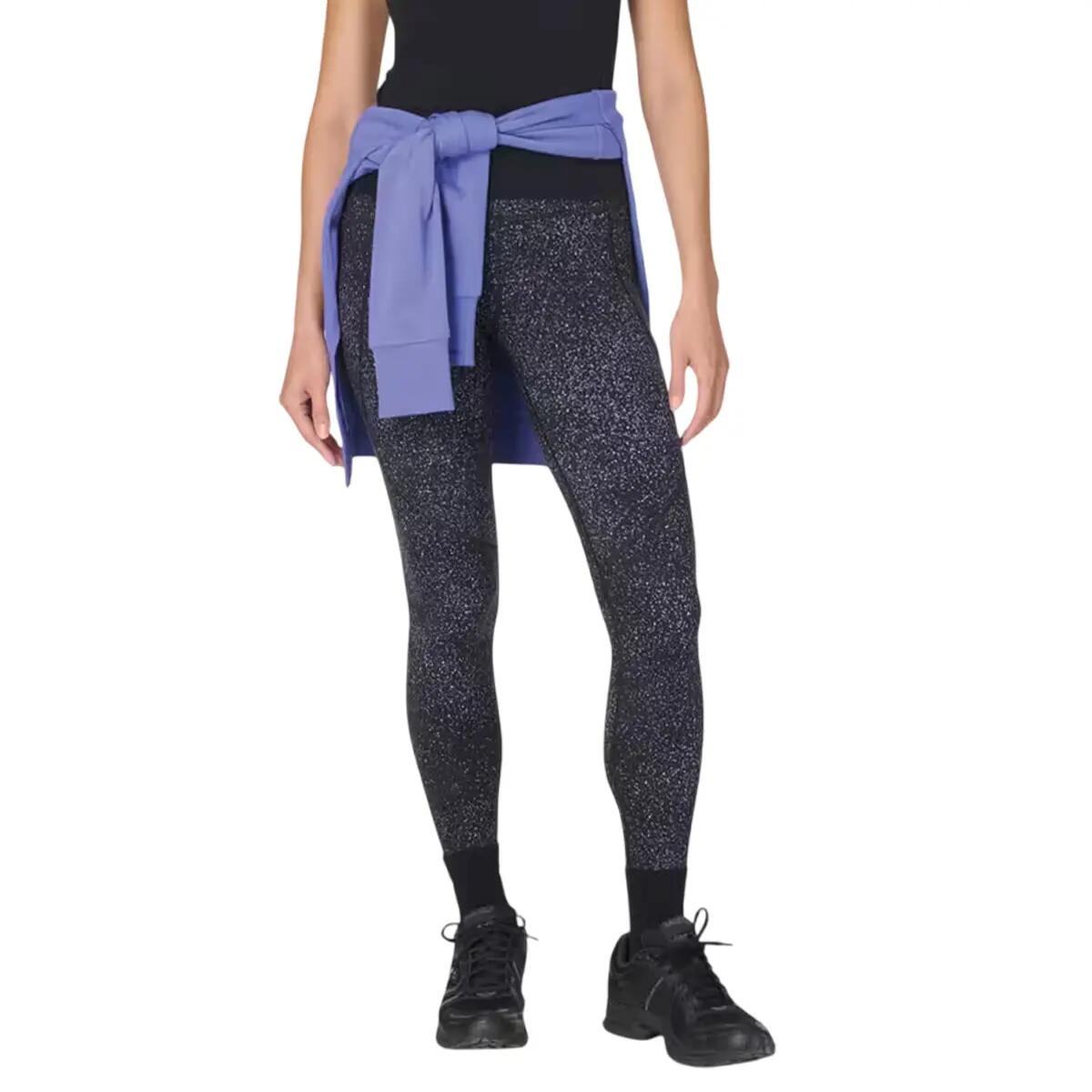 Womens/Ladies Power 7/8 Reflective Starry Sky Workout Leggings (Black) 2/3
