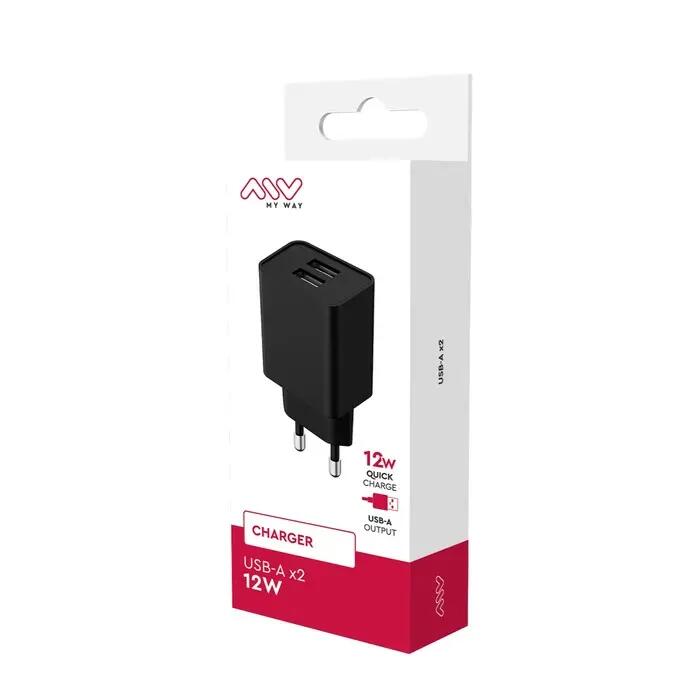 CHARGEUR SECTEUR 12W 2 USB-A NOIR 3/3