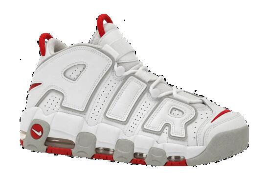 Sneaker uomo media altezza Nike Air More Uptempo 96 bianco grigio rosso