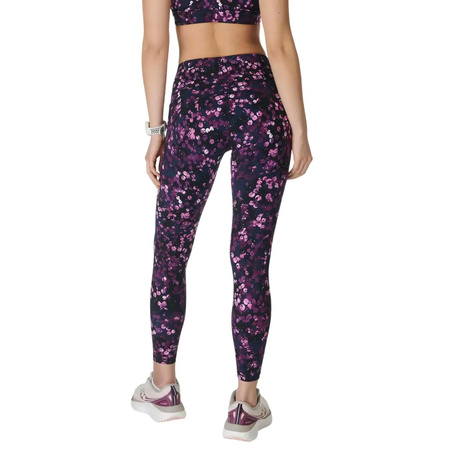 Leggings Power Diseño Nenúfares Ejercicio para Mujer Morado 3/4