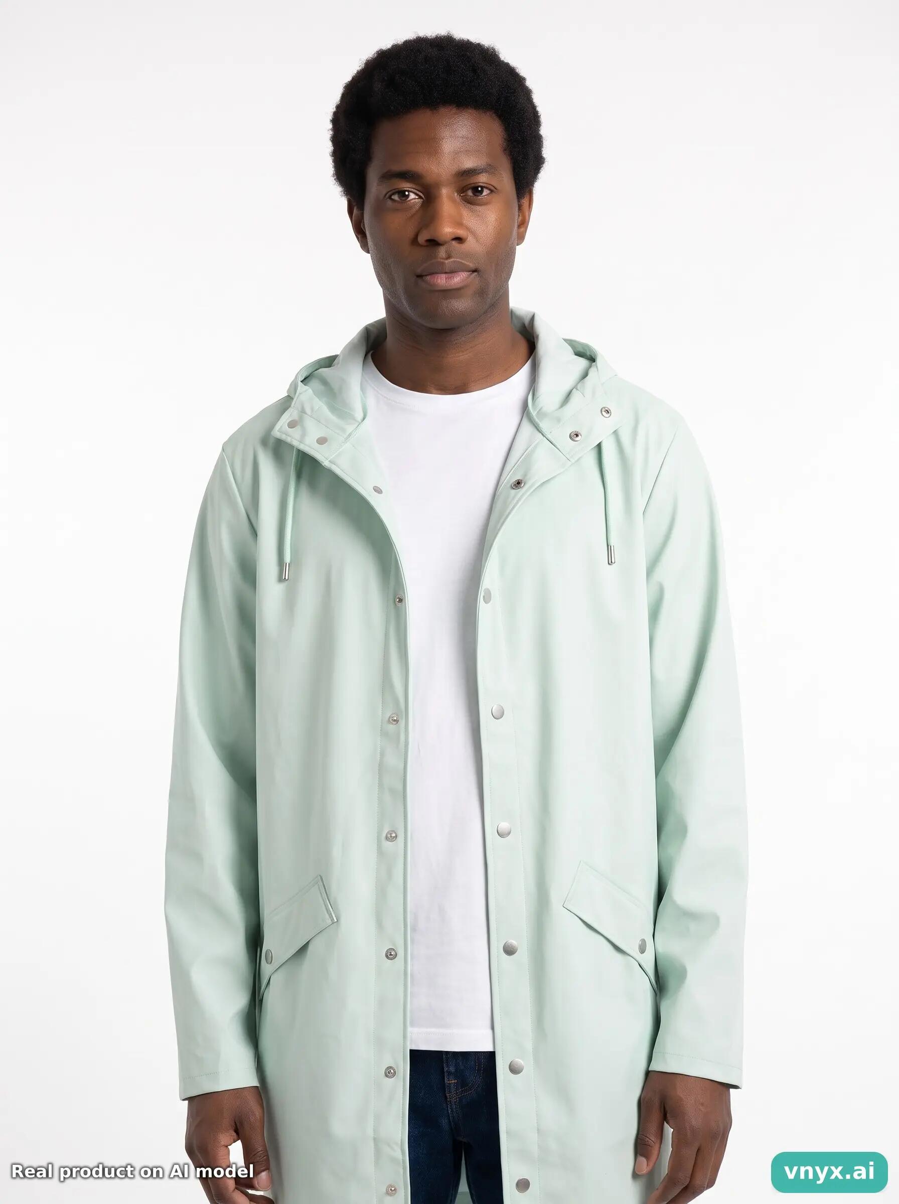 Second Life - Vintage RAINS Soft Blue Outdoor Jacket Men M 5/5