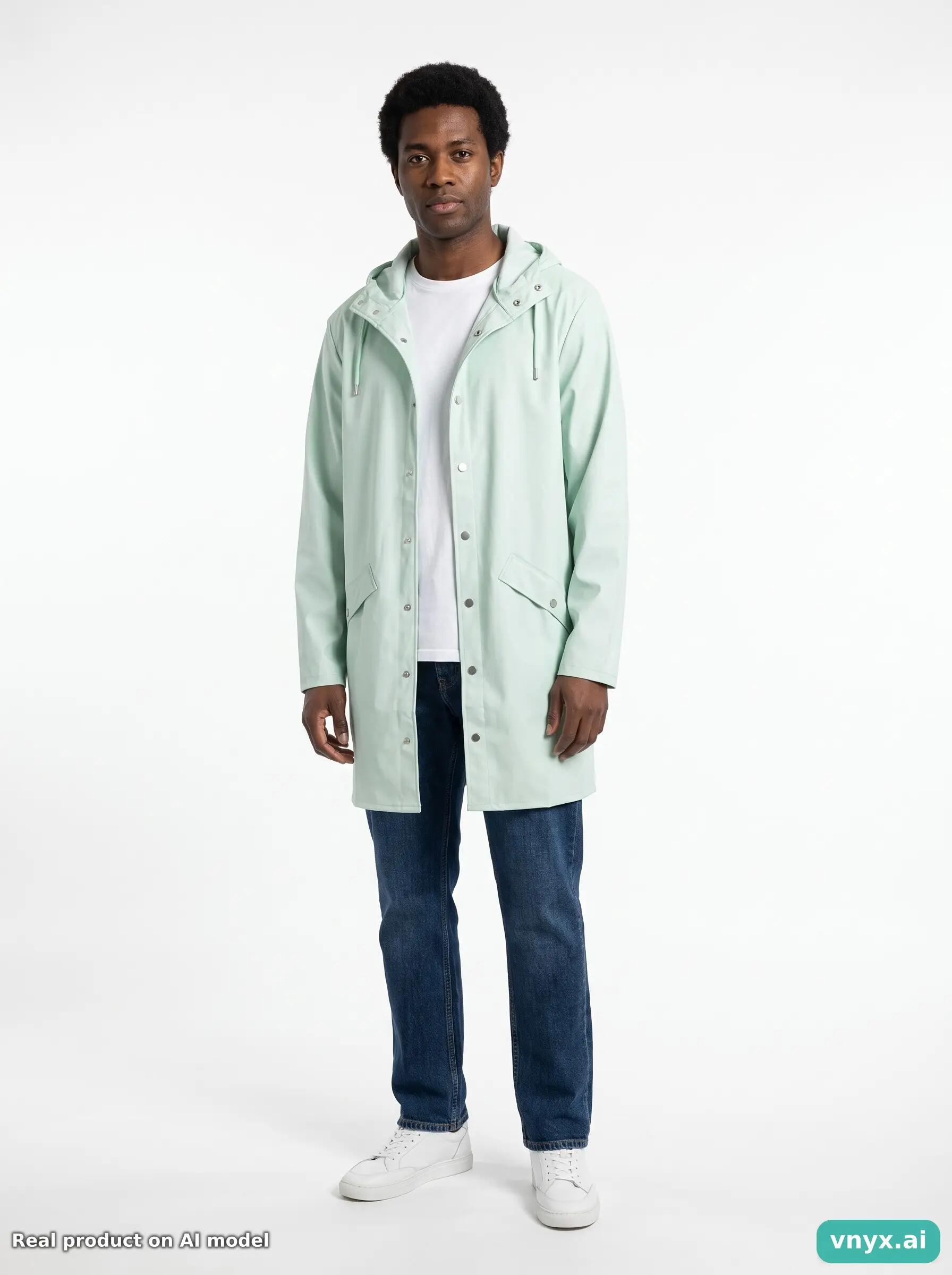 Second Life - Vintage RAINS Soft Blue Outdoor Jacket Men M 3/5