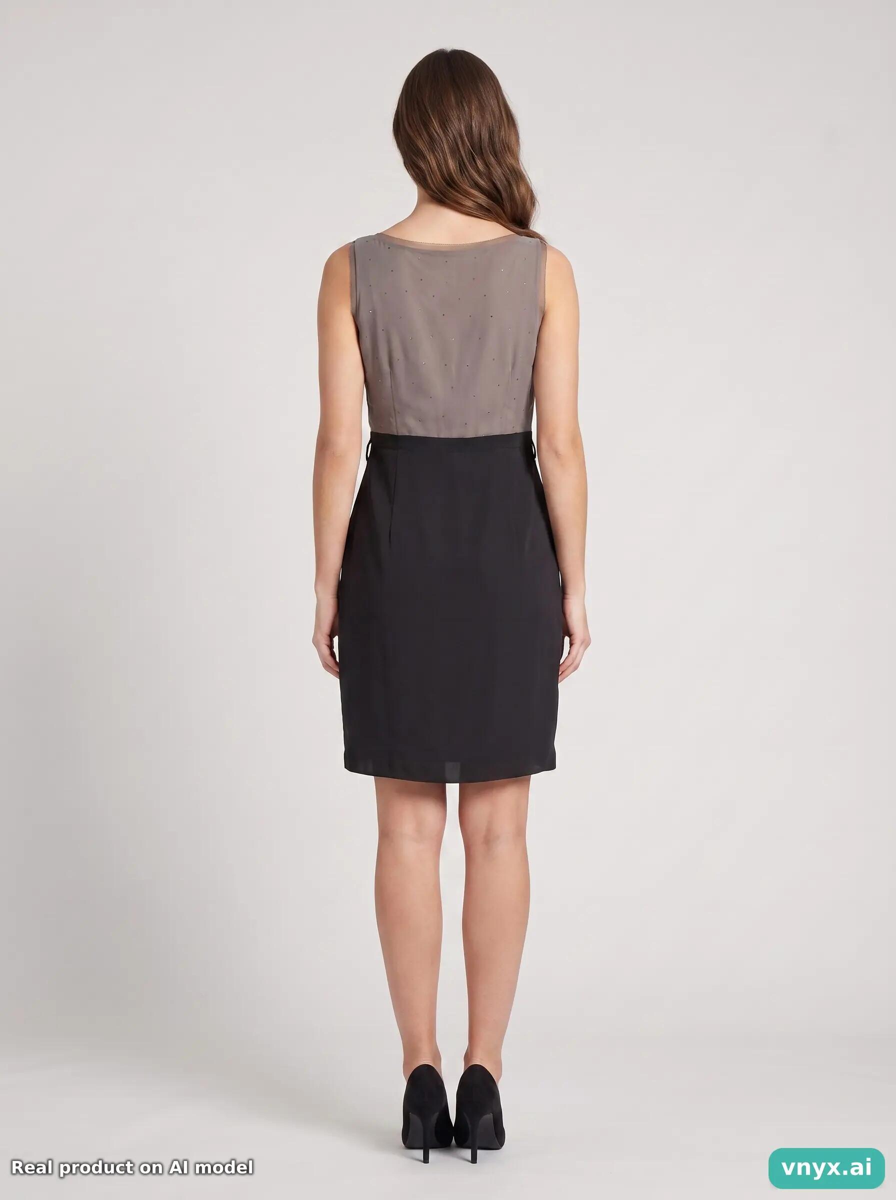 Second Life - Vintage coast Taupe & Black Occasion Dress Women L 4/5