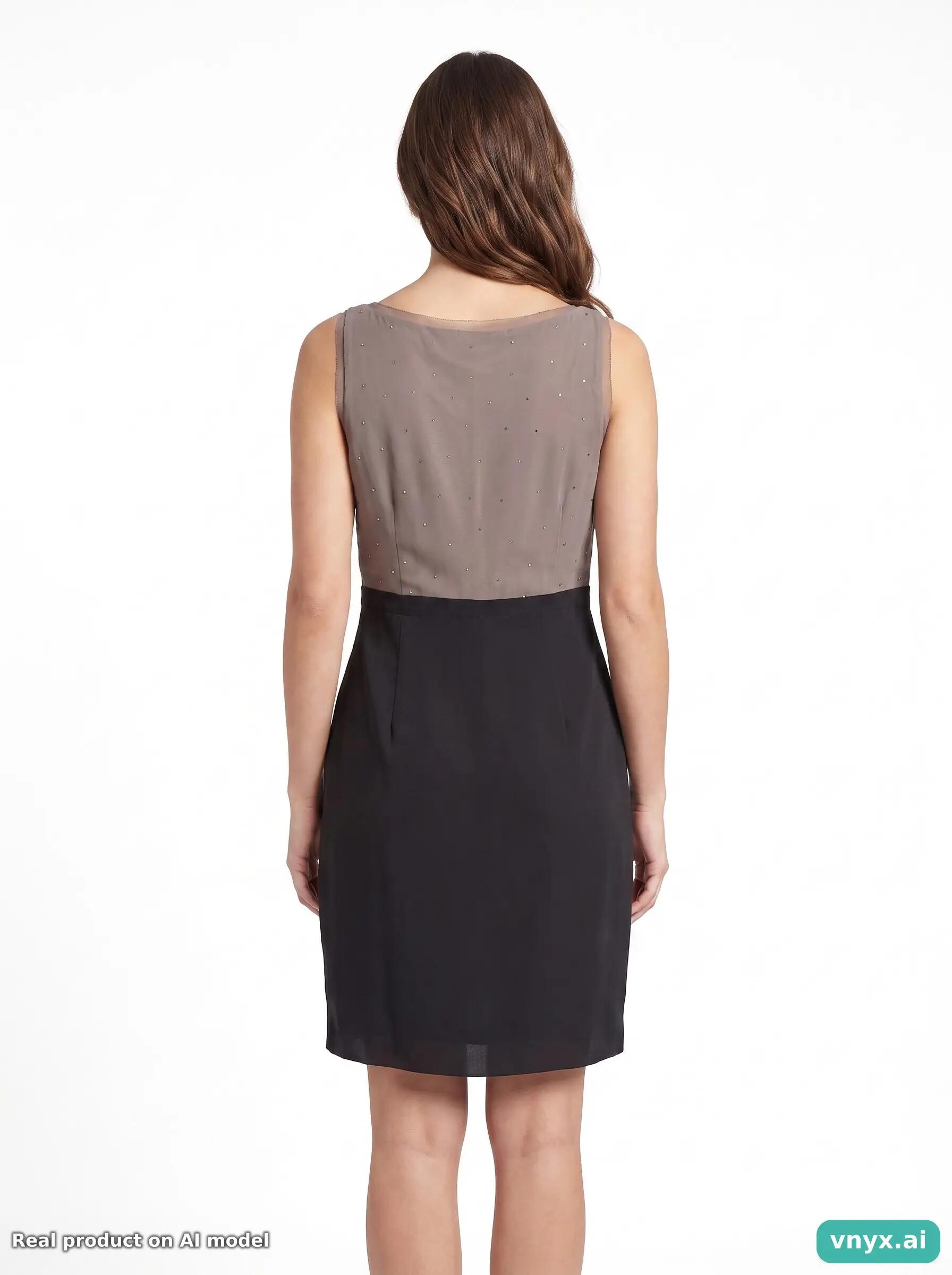Second Life - Vintage coast Taupe & Black Occasion Dress Women L 2/5