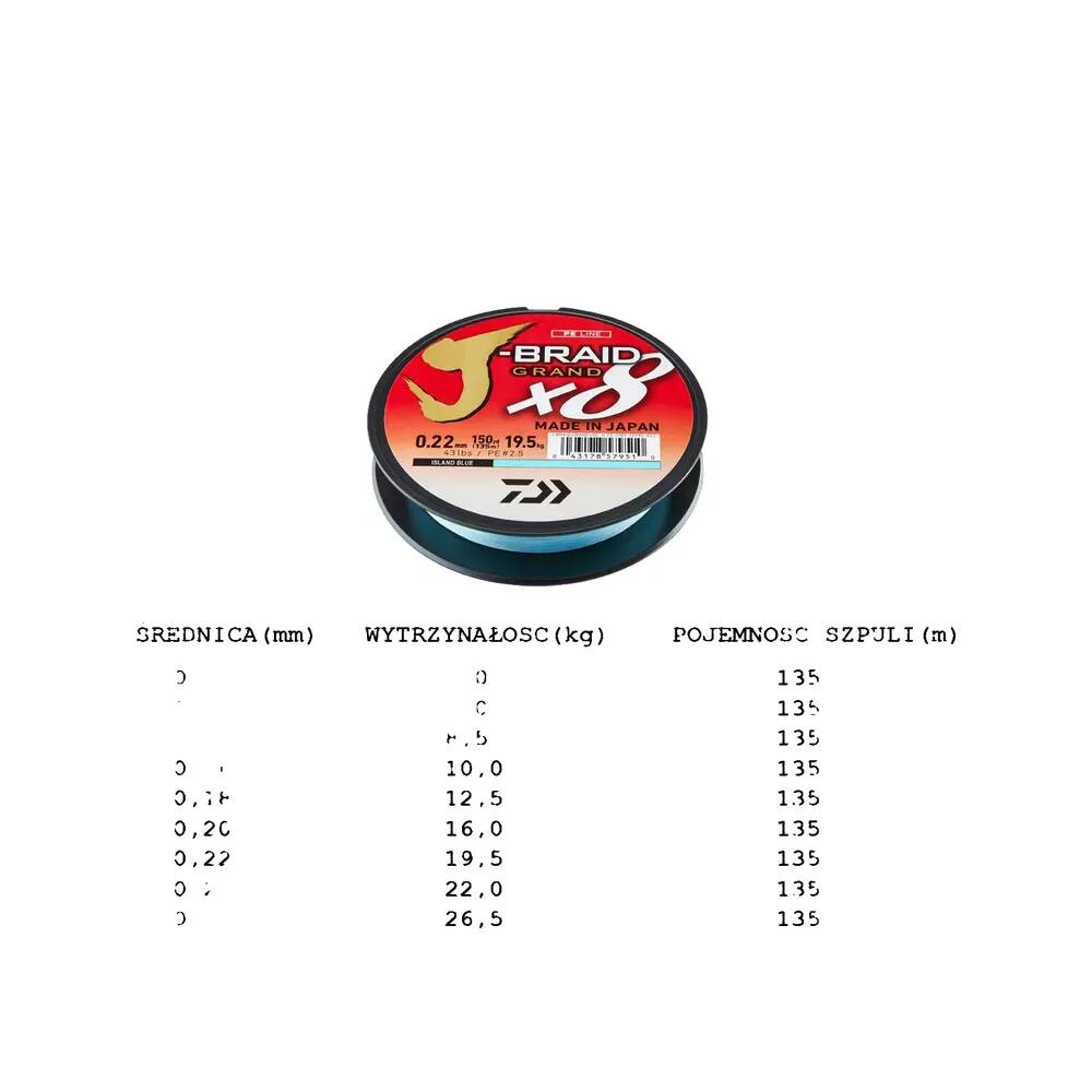 Linha de pesca trançada Daiwa J-Braid Grand X8 3/5