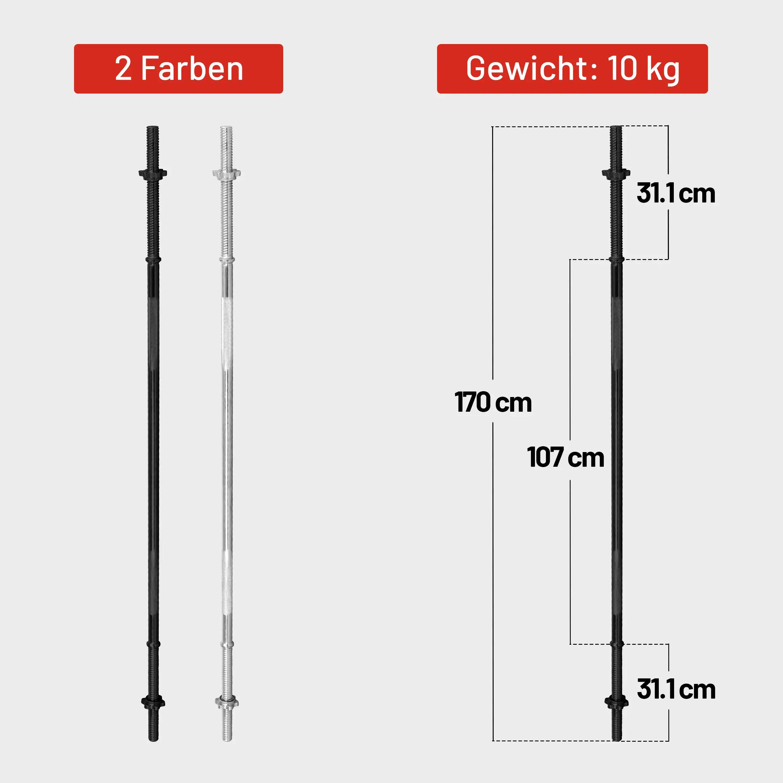 Bară neagră 170 cm cu piulițe de fixare 30/31 mm 4/10