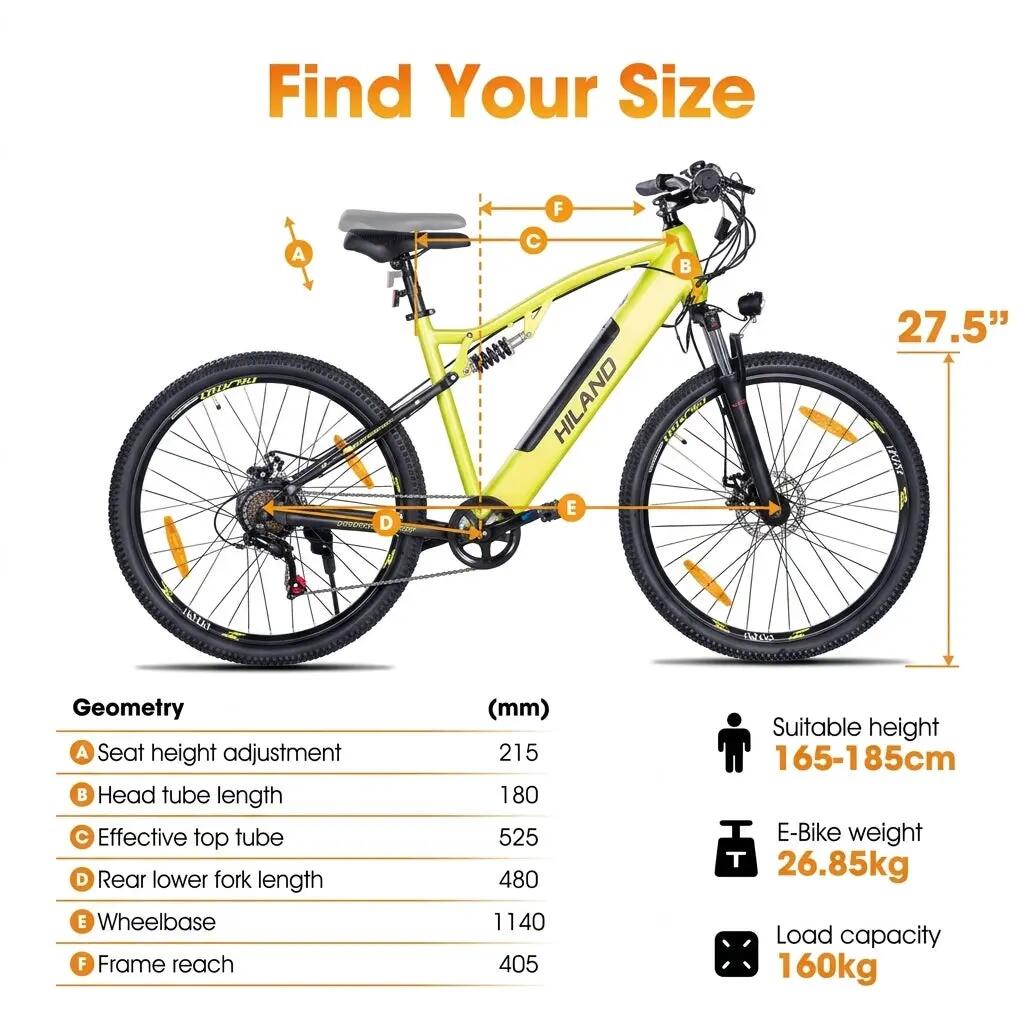 Mujer Hombre MTB Eléctrica 27,5 Pulgadas 7 Velocidades Doble Suspensión Spokane 7/7