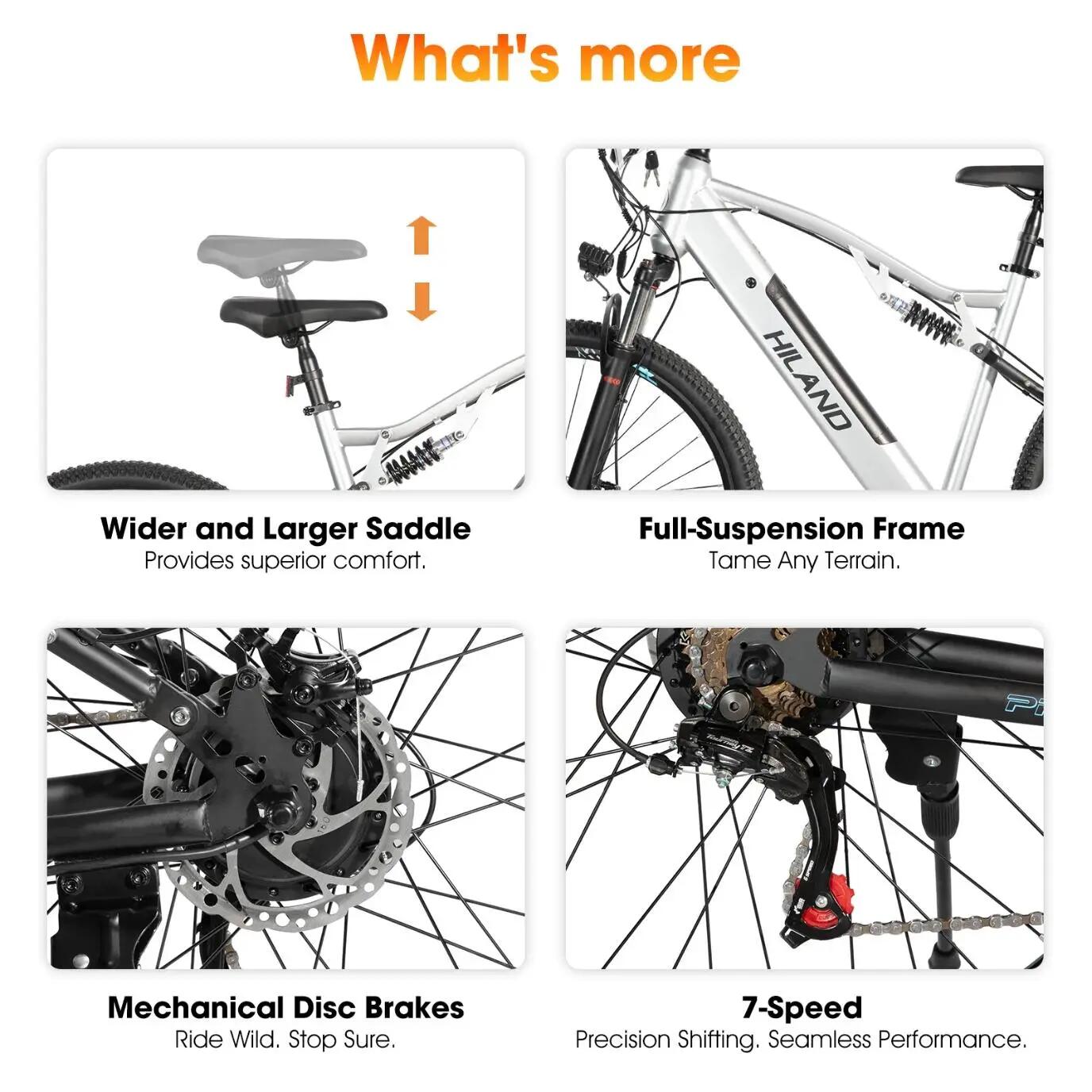 Mujer Hombre MTB Eléctrica 27,5 Pulgadas 7 Velocidades Doble Suspensión Spokane 6/7