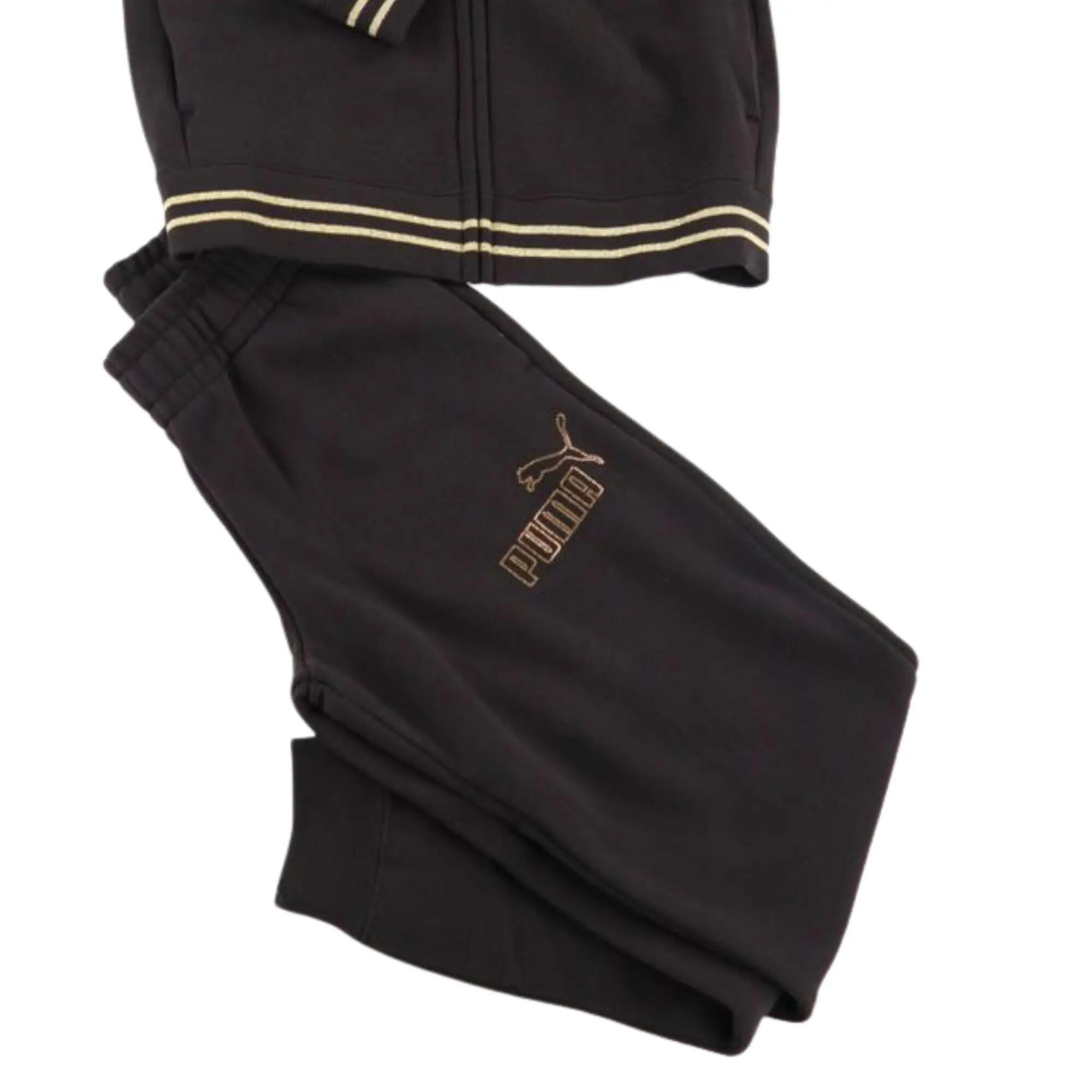 Puma - Survêtement Full Zip Fille Essential+Rhinestone Fleece, Noir 3/3