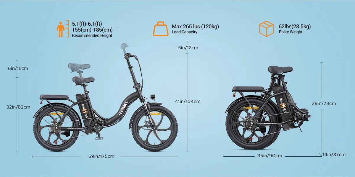 Bicicletă electrică de oraș pliabilă HillMiles MilePort 1 250W 468Wh 20-inch 2/8