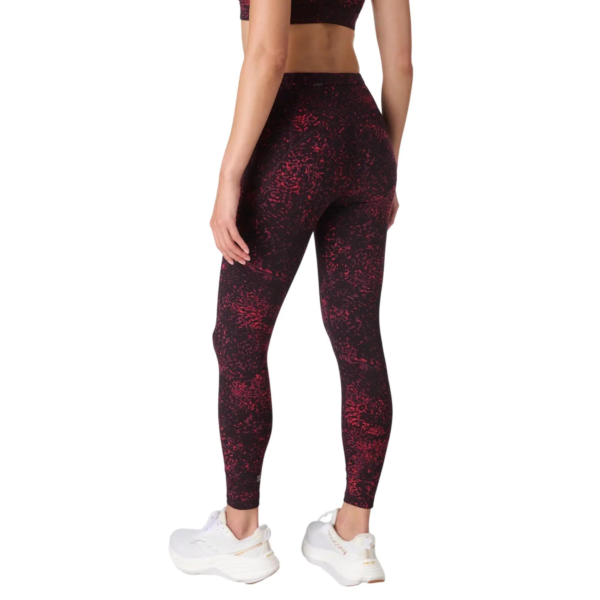 Womens/Ladies Power Tortoise Shell Workout Leggings (Red) 3/4