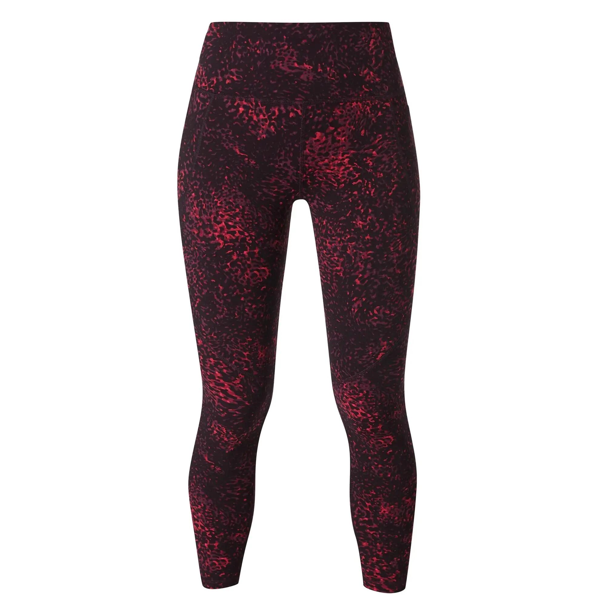 Womens/Ladies Power Tortoise Shell Workout Leggings (Red) 2/4