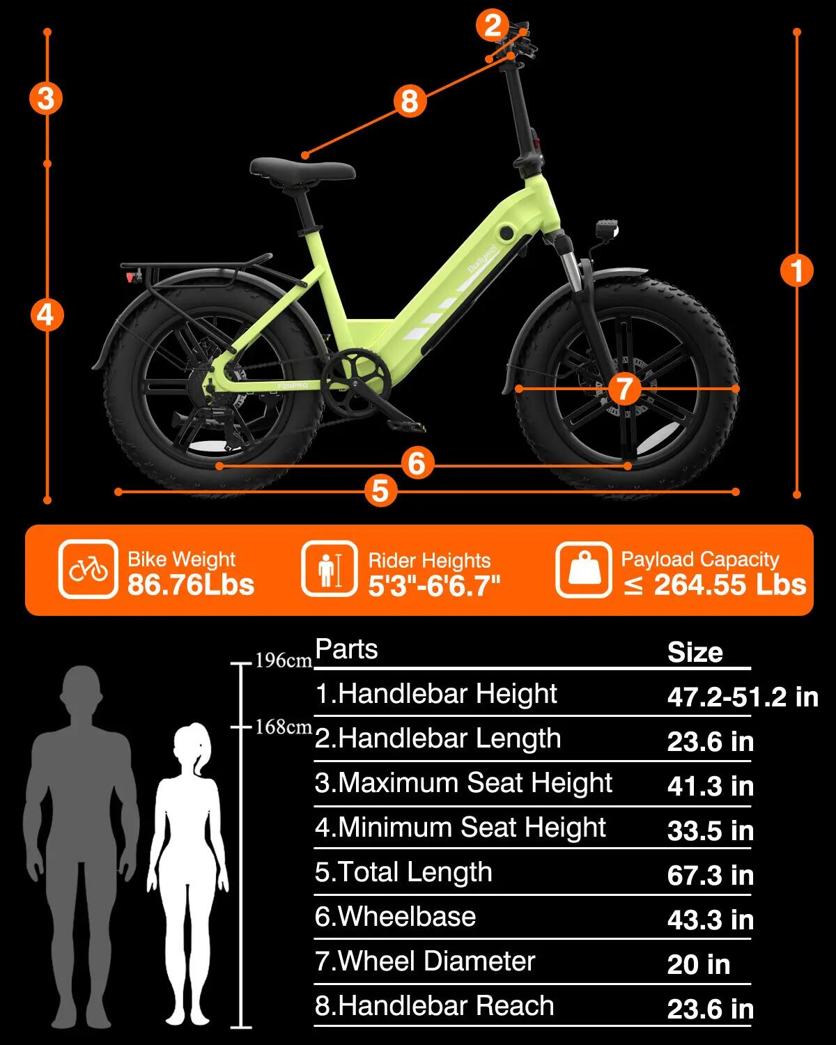 Bicicleta urbana elétrica BODYWEL F20PRO, motor 500W, 960Wh, 20 polegadas 7/8