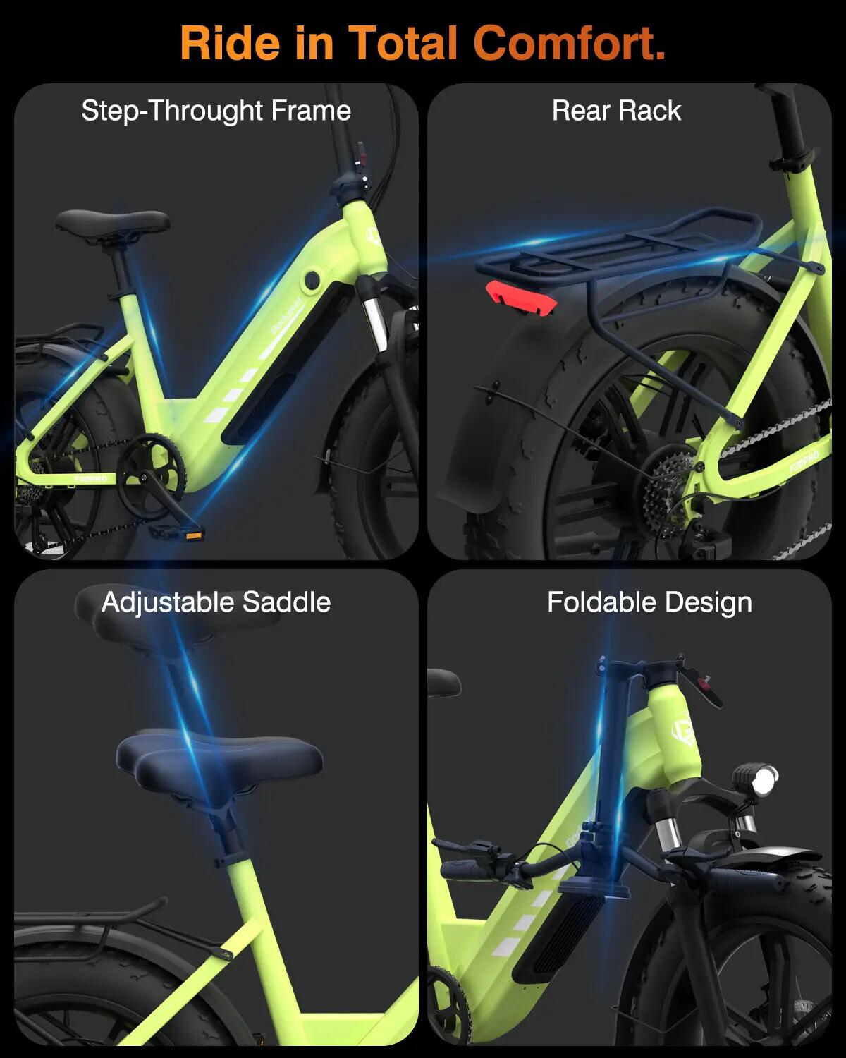 Bicicleta urbana elétrica BODYWEL F20PRO, motor 500W, 960Wh, 20 polegadas 4/8