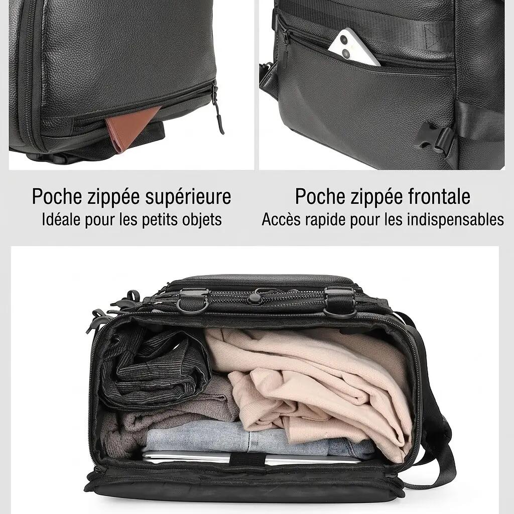 Sac à dos PU outdoor détachable 30L 31x48x20 cm - Noir 9/10