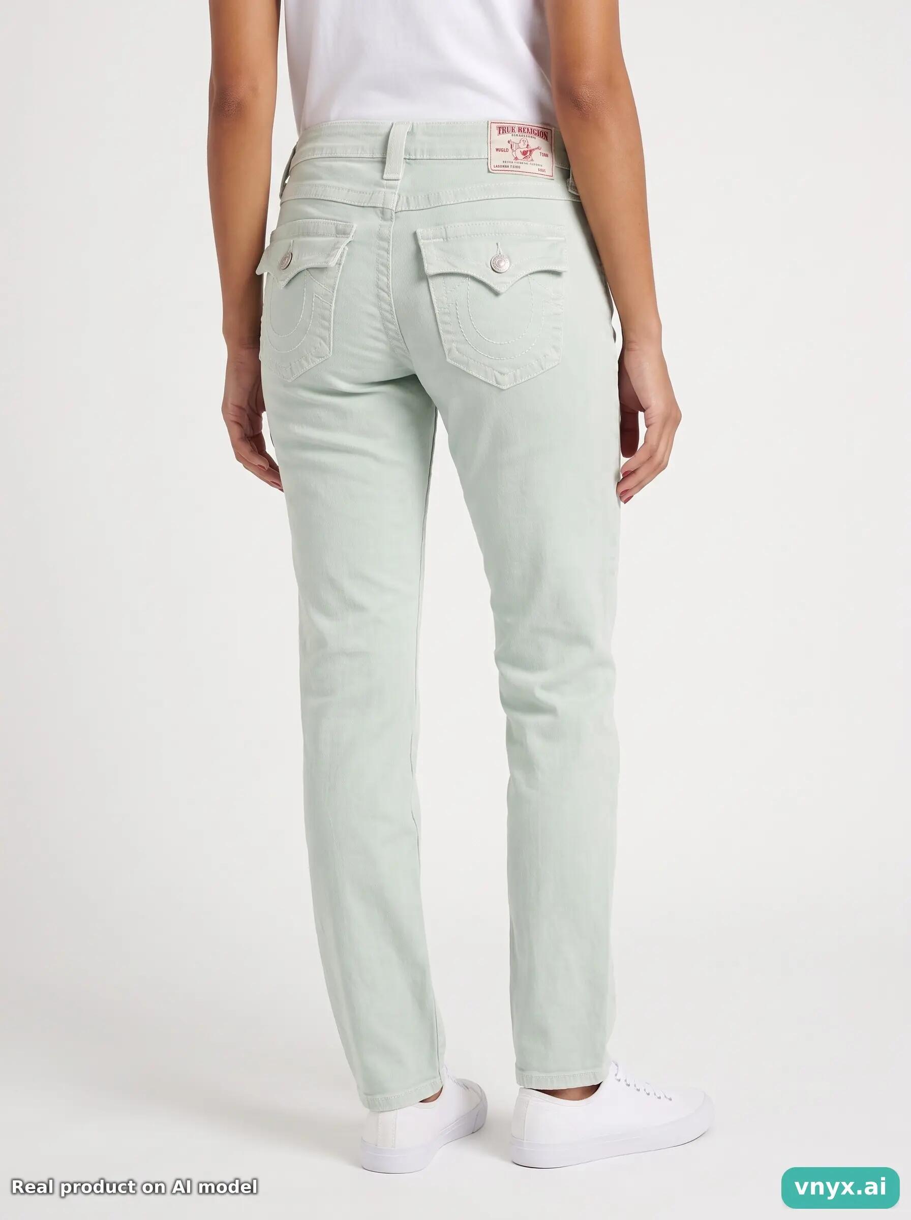 Second Life - Vintage True Religion Mint Green Jeans Women W25 L30 2/6