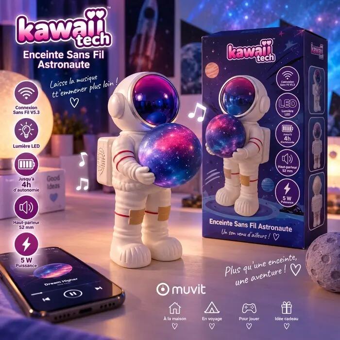 Enceinte bluetooth lumineuse Astronaute 4/7