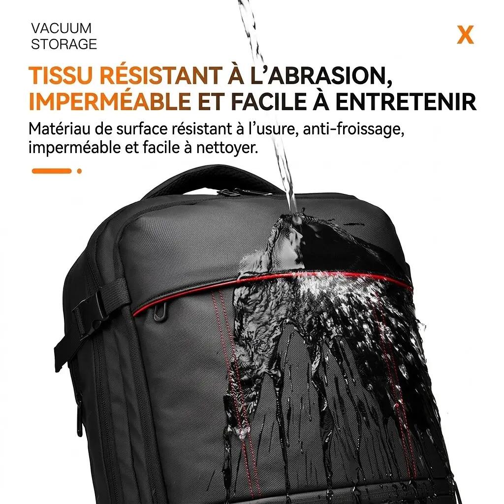 Sac à dos de voyage extensible 26-33L 48x28x13 cm - Noir 2/8