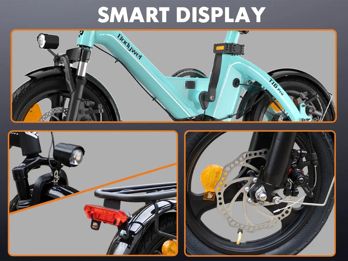 Bicicleta urbana elétrica BODYWEL T16PRO-HJ, motor 250W, 360Wh, 14 polegadas 8/8