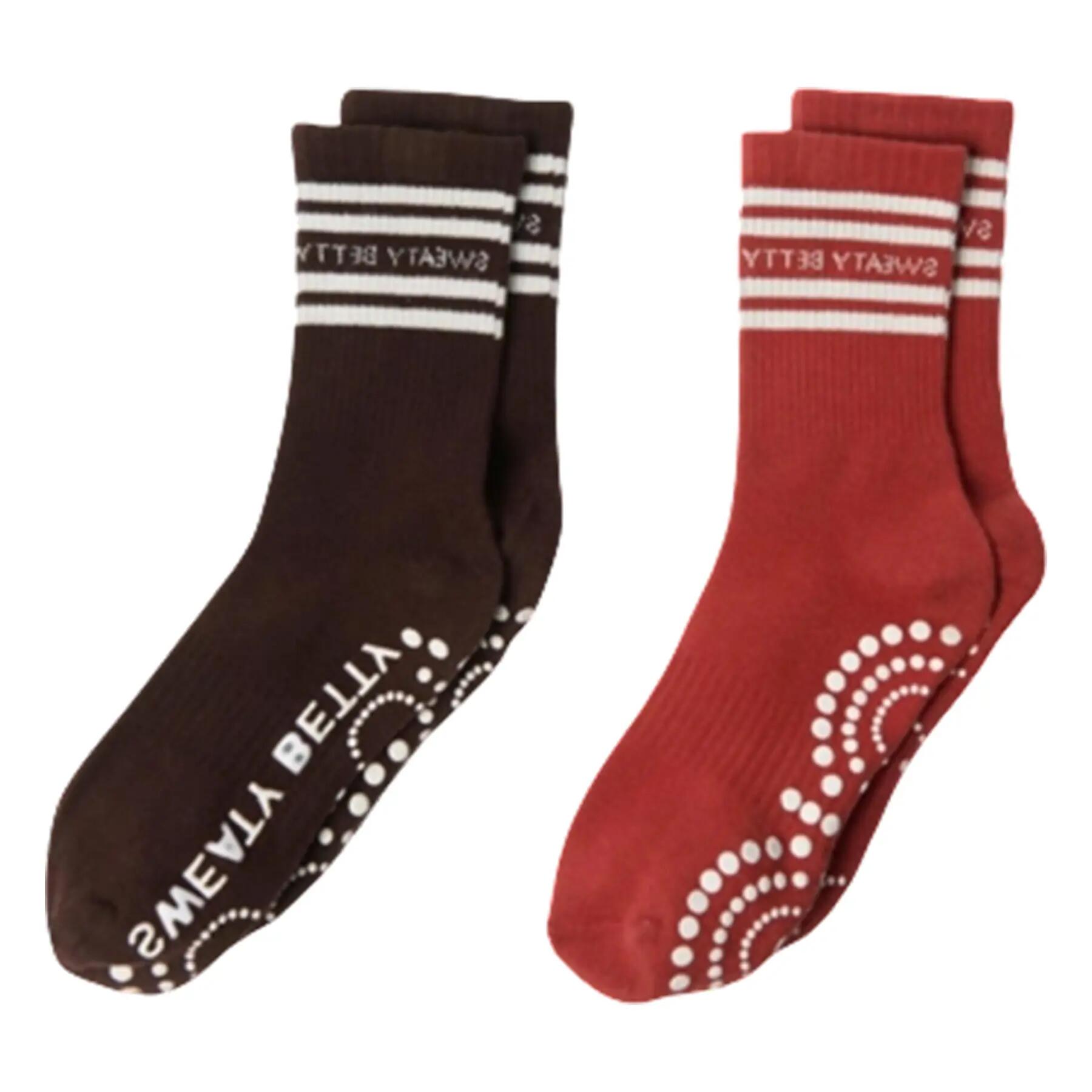 Calcetines Gripper para Mujer Pack de 2 Marrón sable 2/3
