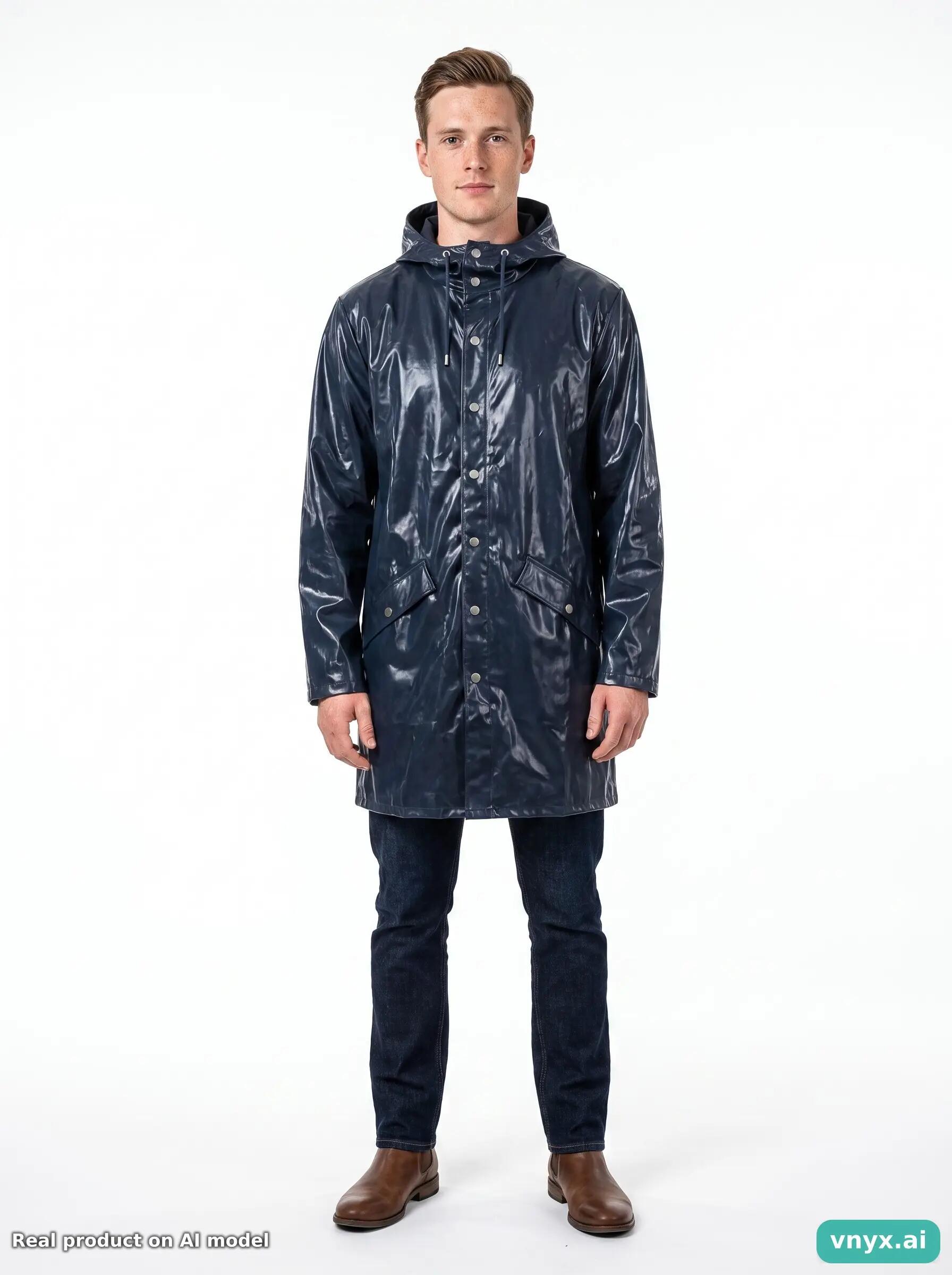 Second Life - Vintage RAINS Dark blue Long Coat Men M 3/5
