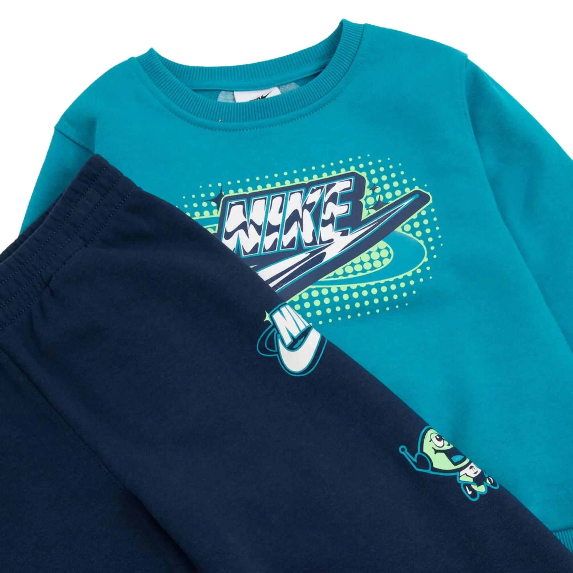 Nike - Jongens Trainingspak Ronde Hals Brand A Fleece, Blauw 5/5