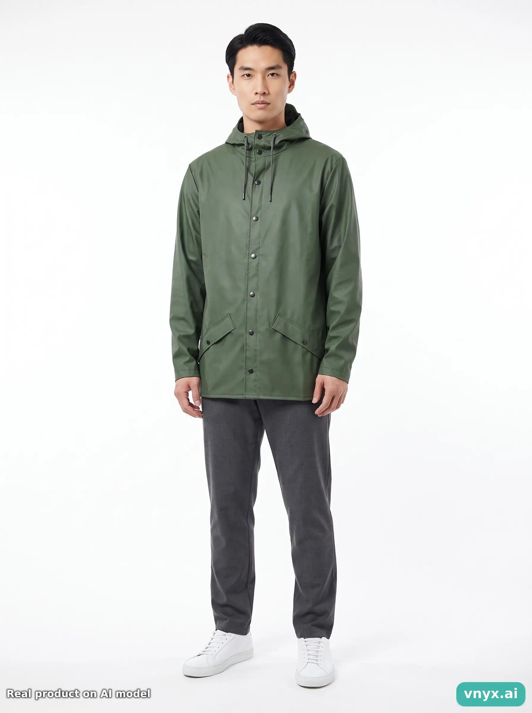 Second Life - Vintage RAINS Olive Green Outdoor Jacket Men M 3/5