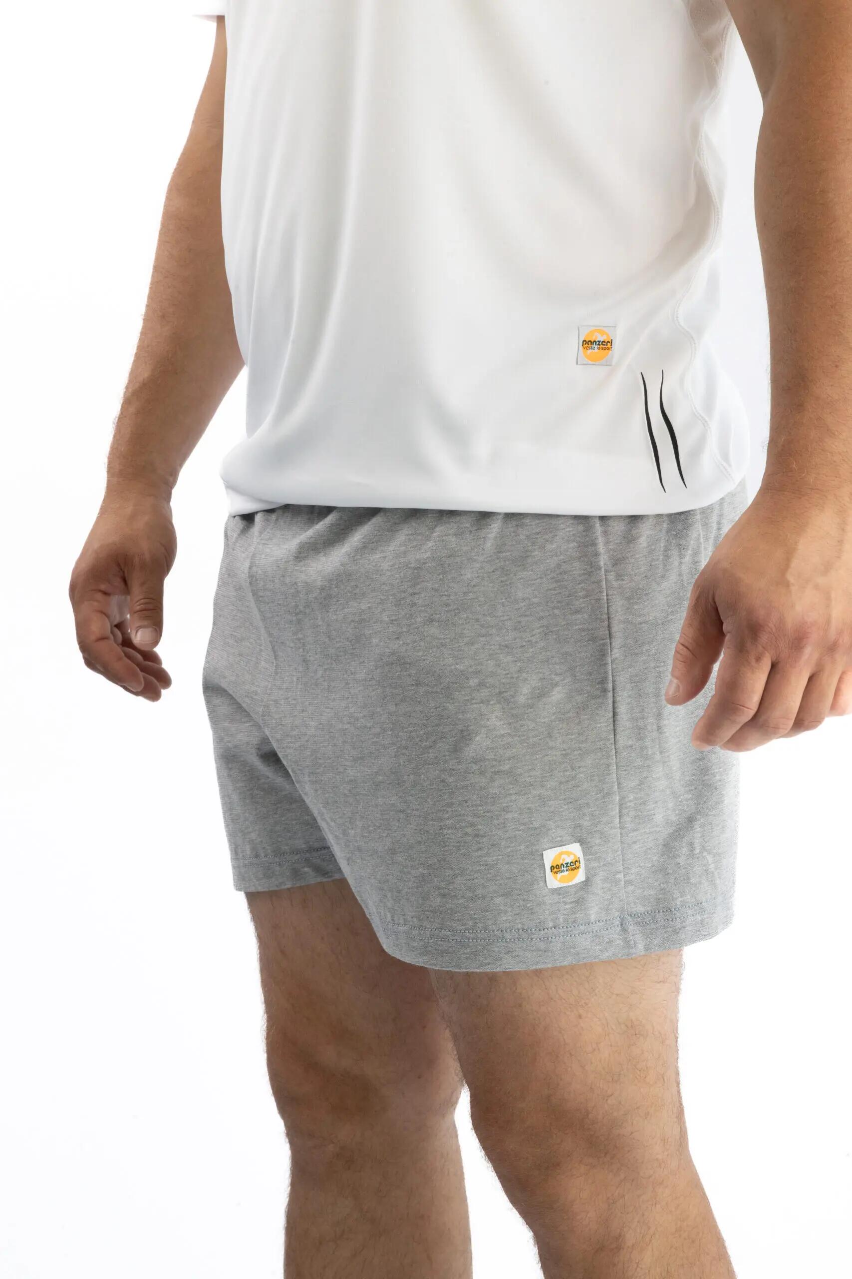 Short Panzeri Mixte  - Uni A - Gris Chiné / Blanc 3/5