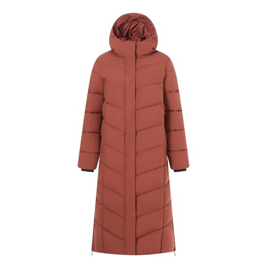 Veste Longue Matelassée Et Unie À Capuche ELORIA Femme (Marron Rouge)