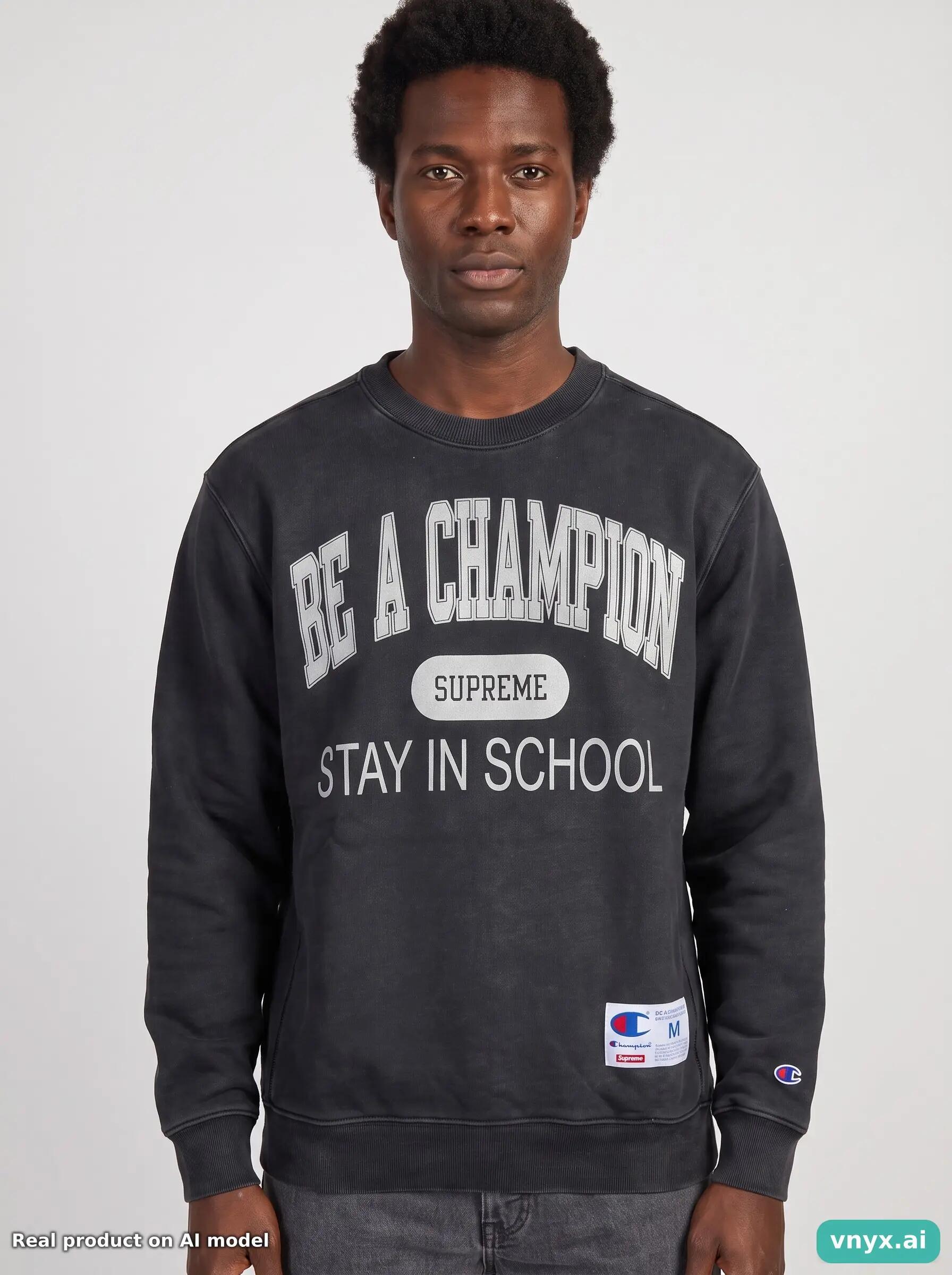 Second Life - Vintage Supreme Black Sweatshirt Men M 5/5