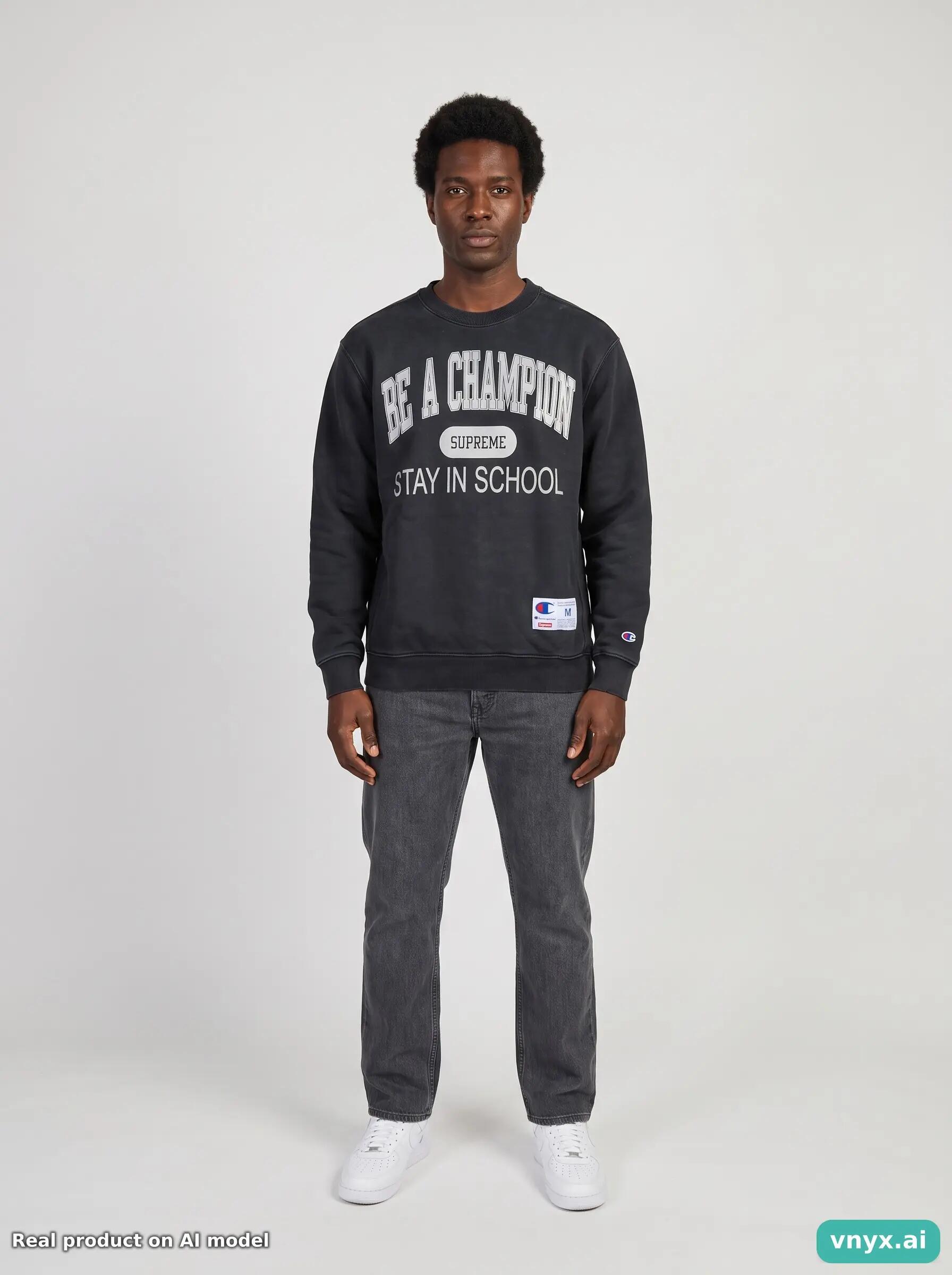 Second Life - Vintage Supreme Black Sweatshirt Men M 3/5